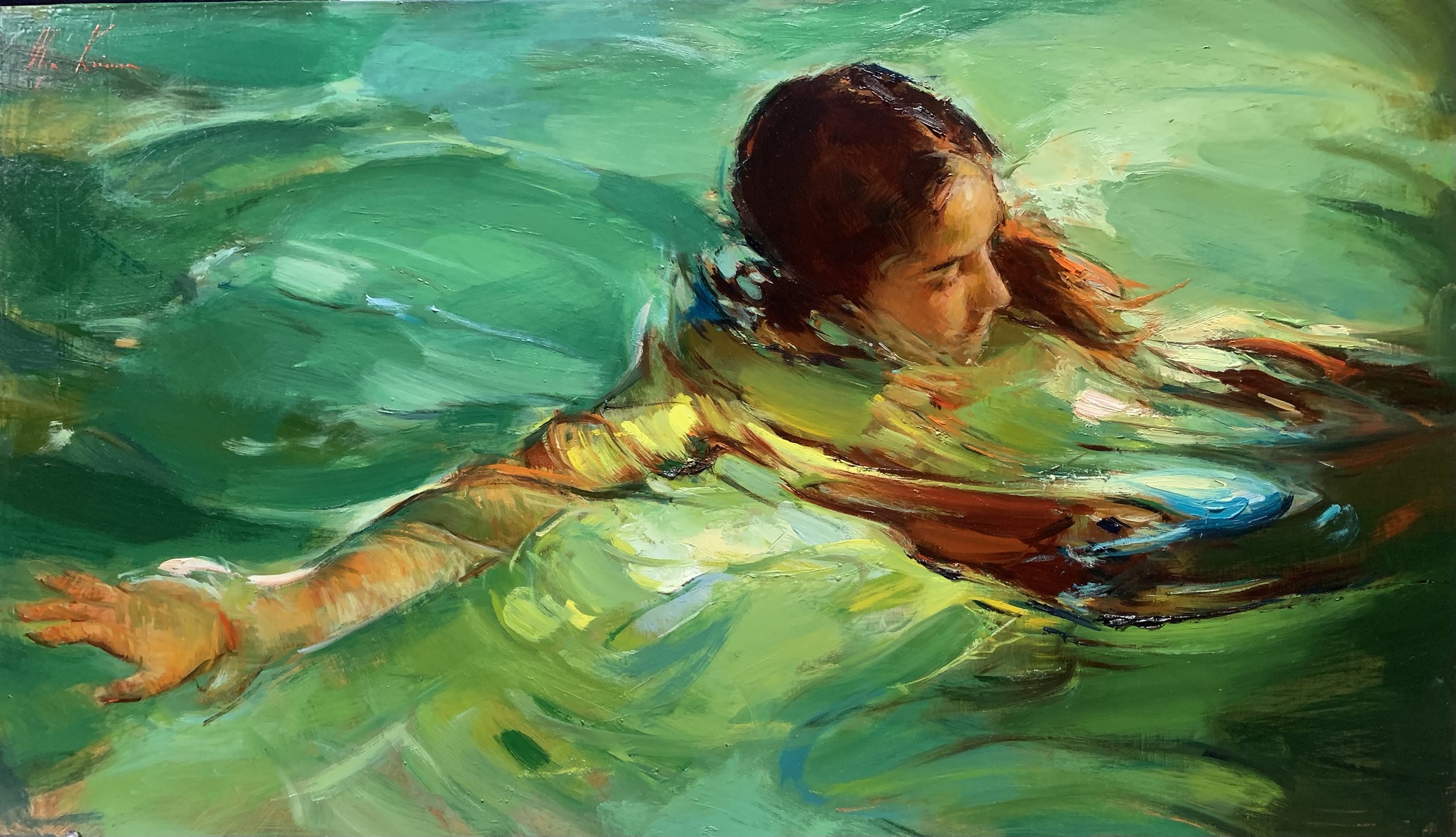 "Momentum", 13x24 inches, oil on panel