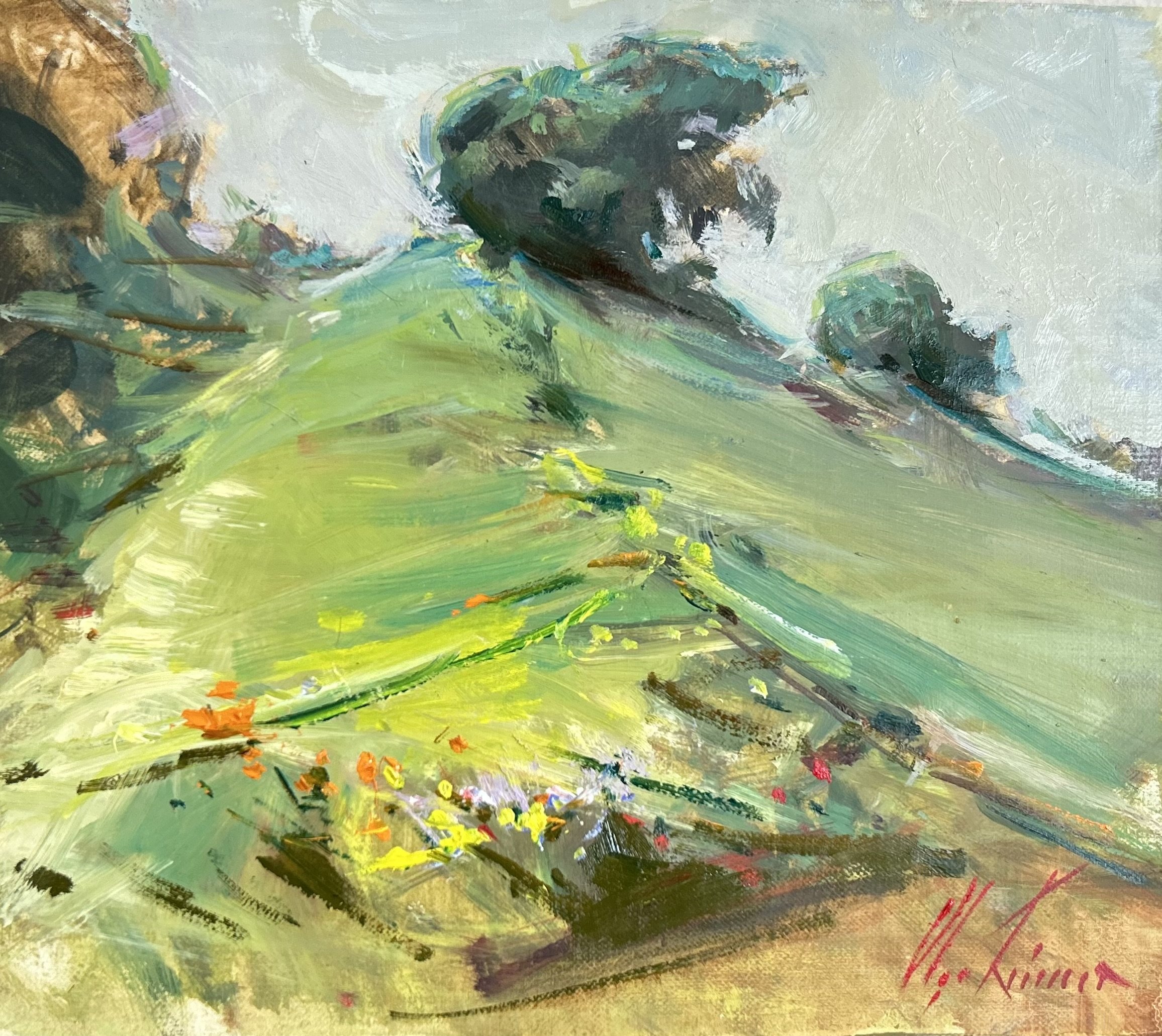 Hills, 7x8x oil on Belgian linen