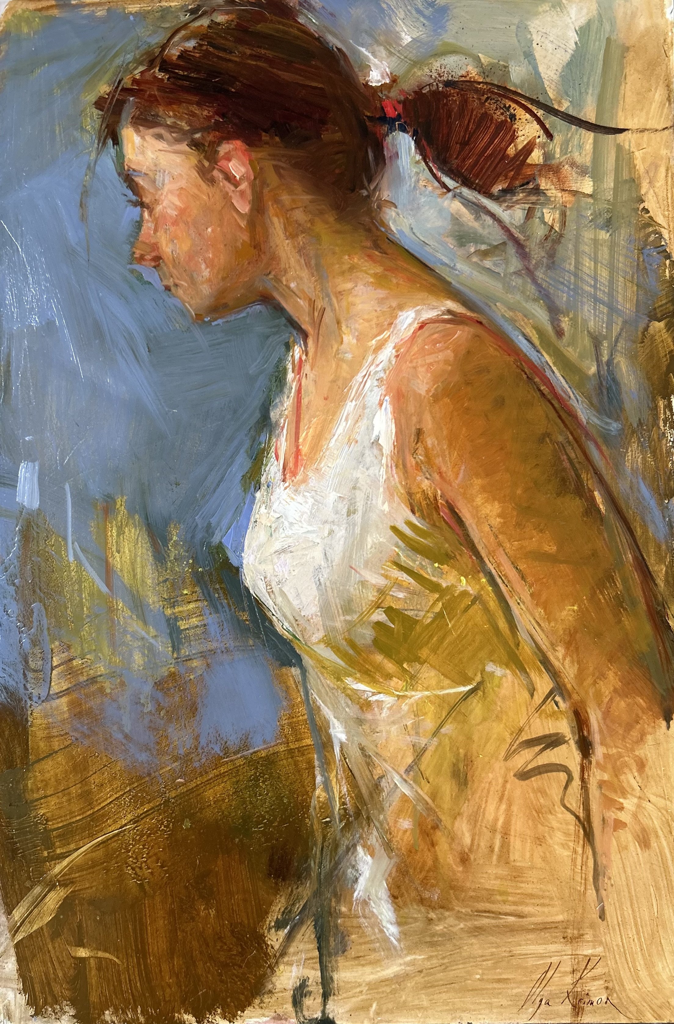 A Sketch Of A Girl, oil on panel, 12x18
