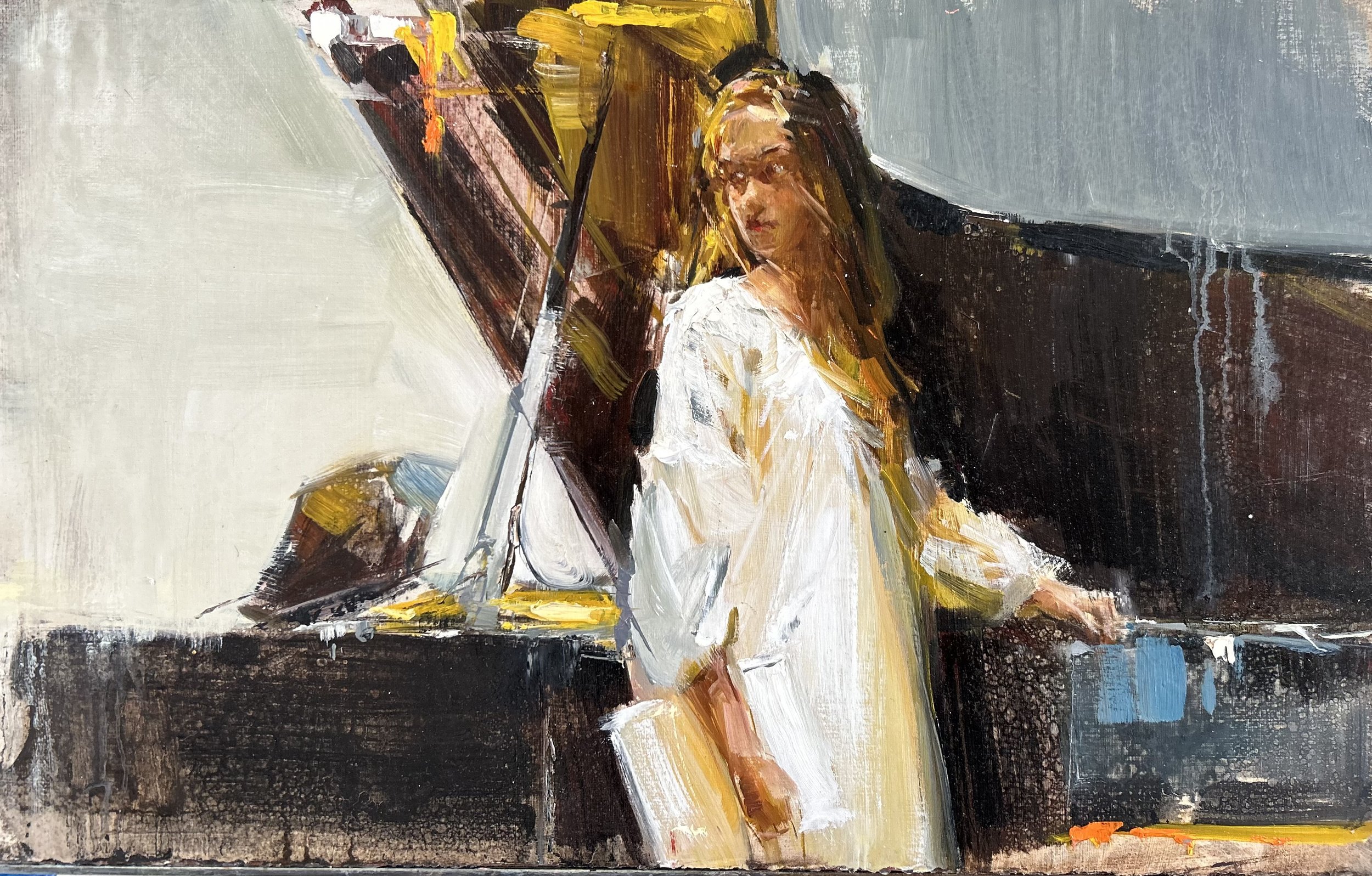 Pianist, oil, 12x19 inches