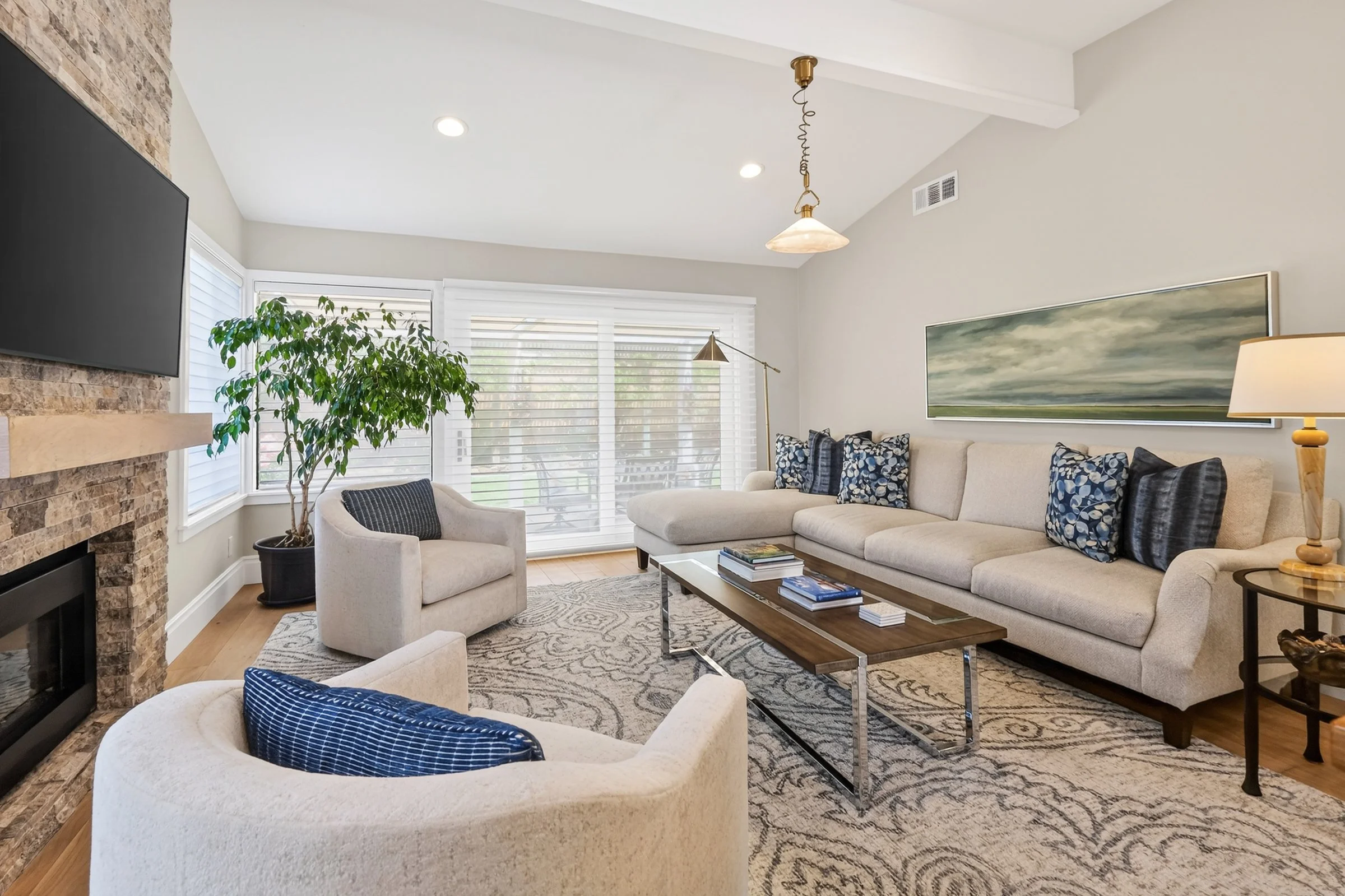 Spacious living area photographed for a residential real estate listing in Spartanburg, South Carolina.