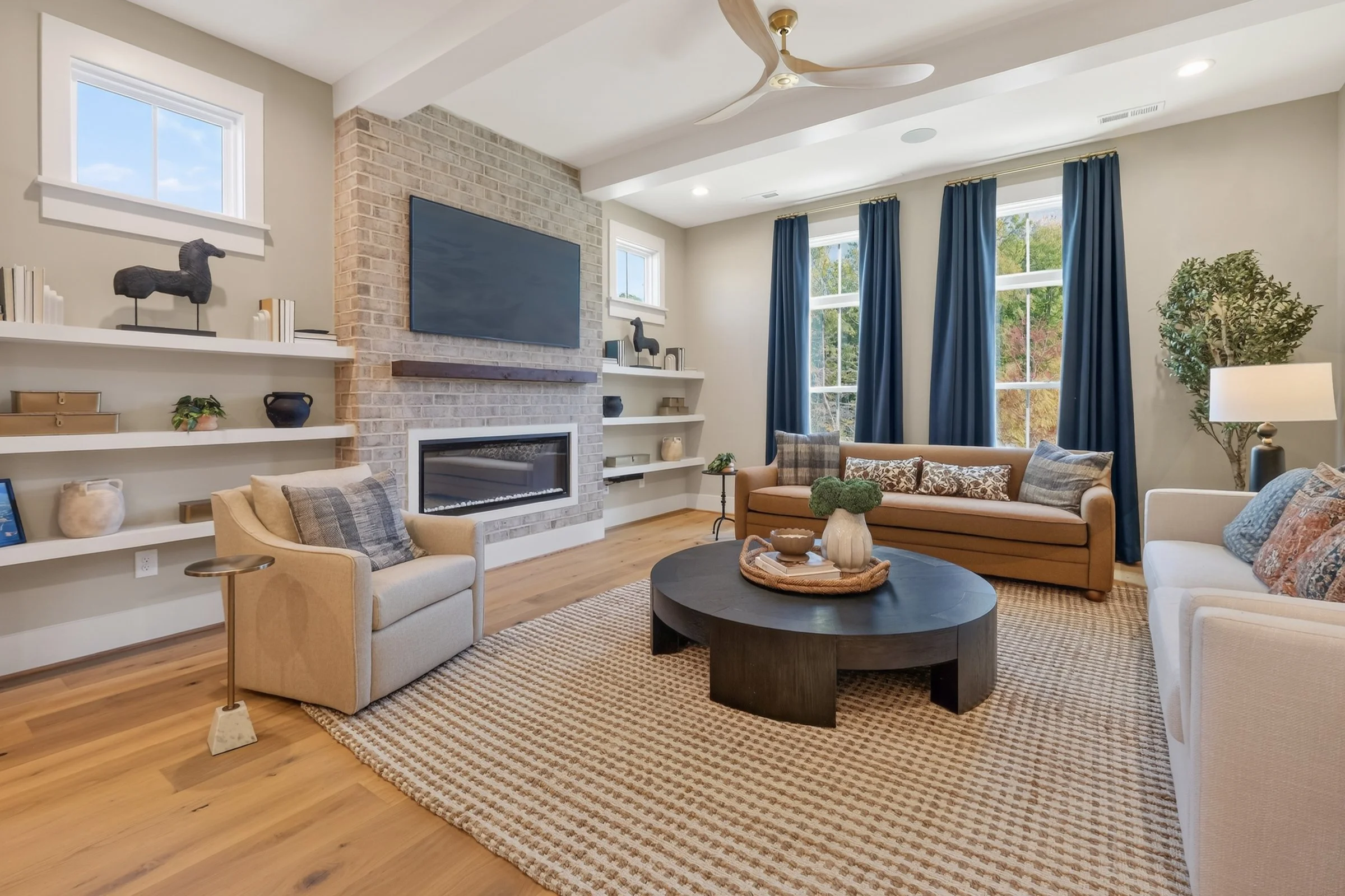 Modern bedroom interior photographed for a real estate listing in Greenville, South Carolina.