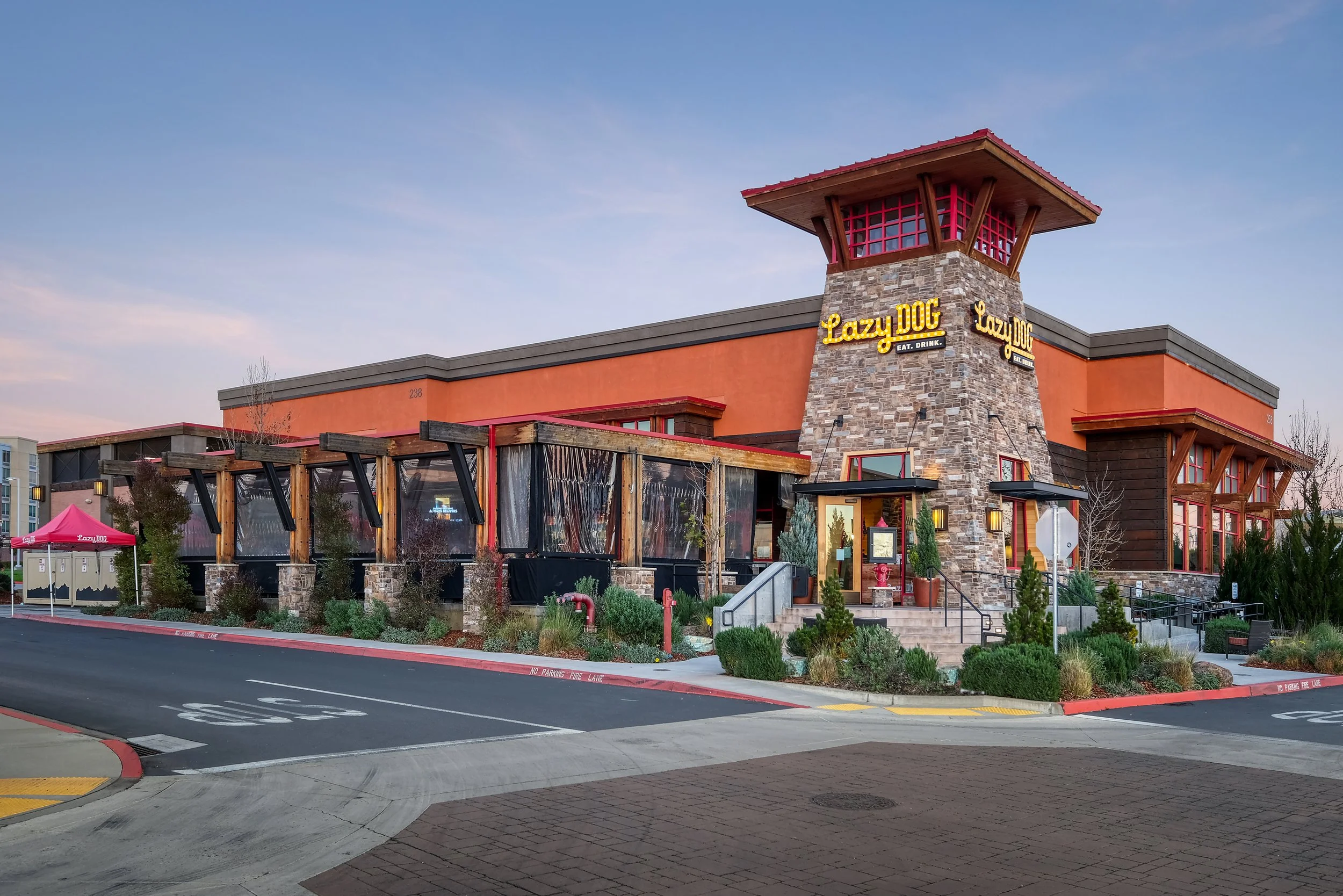 Retail Space at dusk time by Greenville South Carolina Architectural Photographer