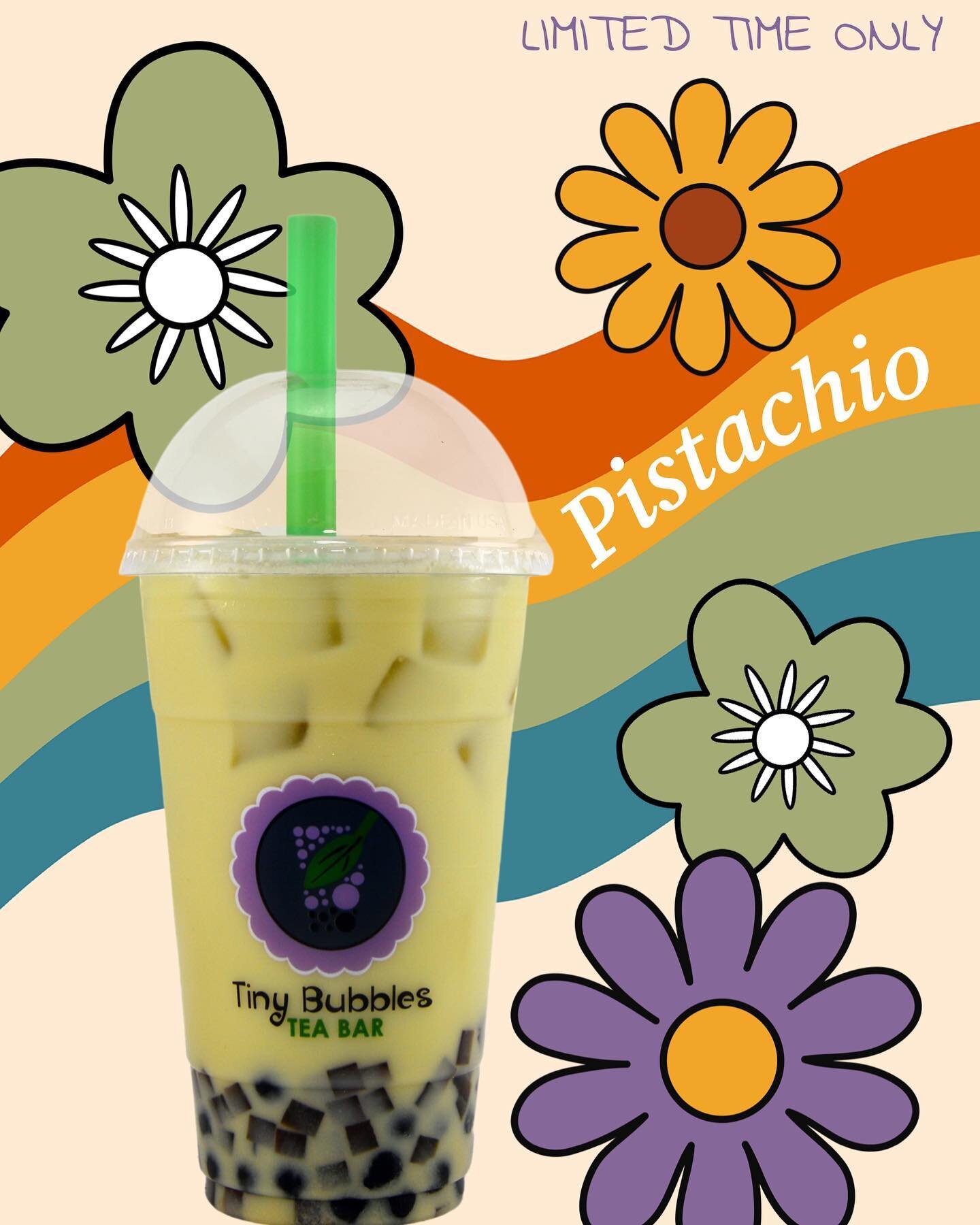 Pistachio Bubble Tea is BACK for a limited time only! Grab one from our Downtown Woodstock or Marietta Square location 🧋🌼🤗
