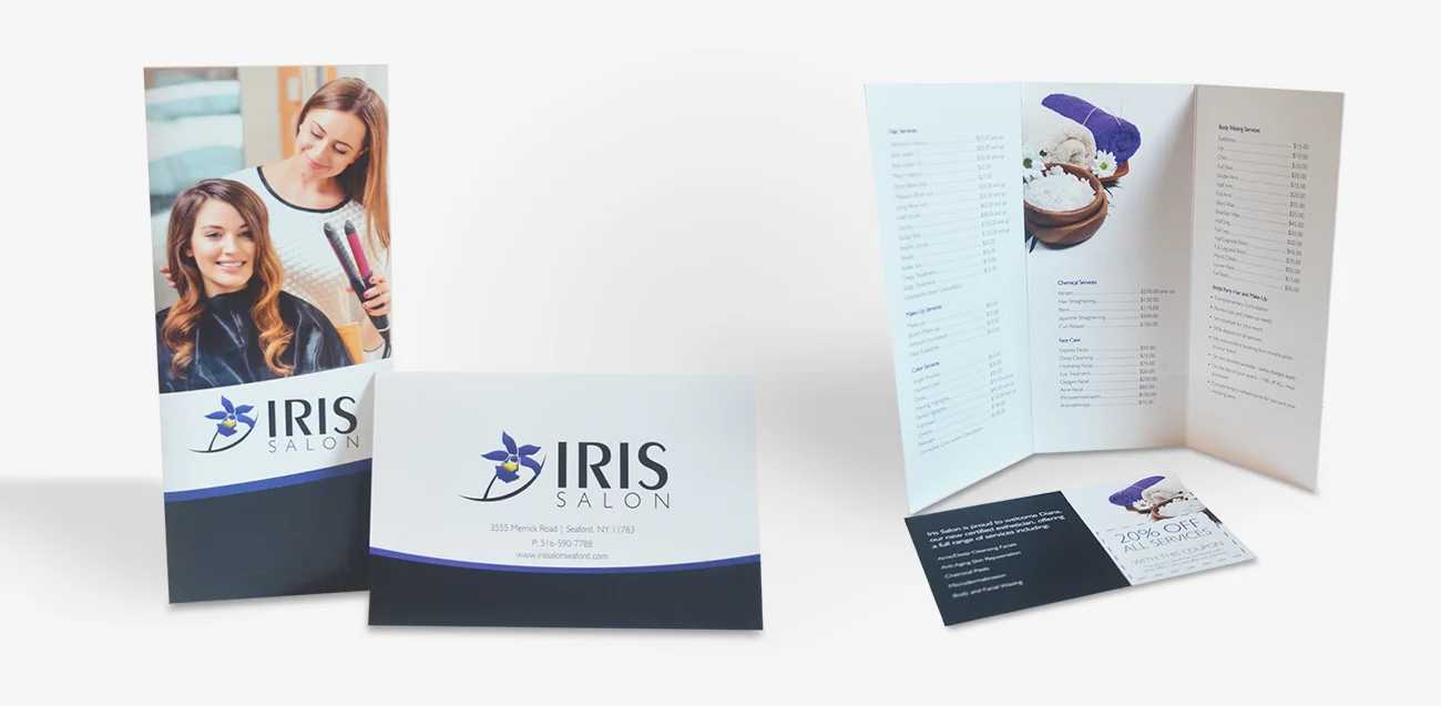 Iris Salon Brochure and Postcard
