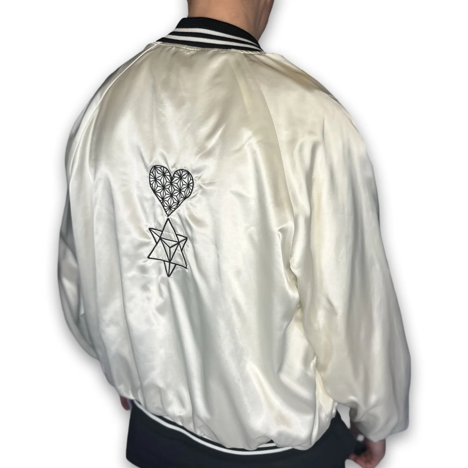 AD001 Jacket - White - Black Embroidery - XL