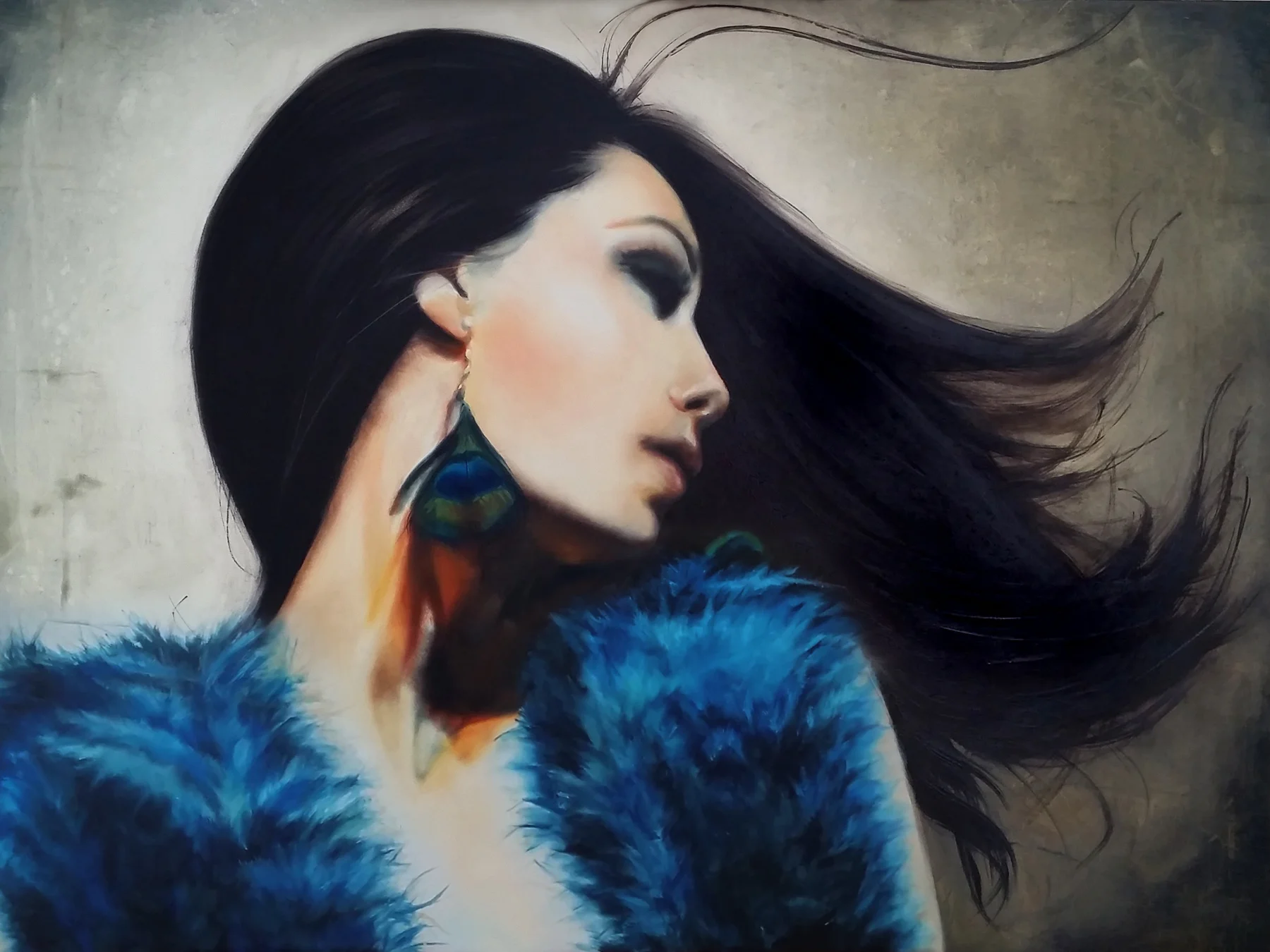 "She Regrets Nothing", 2016, Ginger Del Rey oil on gesso board 18" x 24" x 1" $1700 I've been dying to paint my friend Jorgi. She's a lovely girl and she has that special sparkle quality about her that makes her shine. We had a fantastic photoshoot a few weeks ago which yielded several great shots...this is the first I've turned into a painting. I think it will be a series of three paintings when I'm done. The name of this painting is a reflection of where Jorgi is in her life. Lots of change - but this girl is ready to take on NY and nothing is going to hold her back...that deserves celebration!