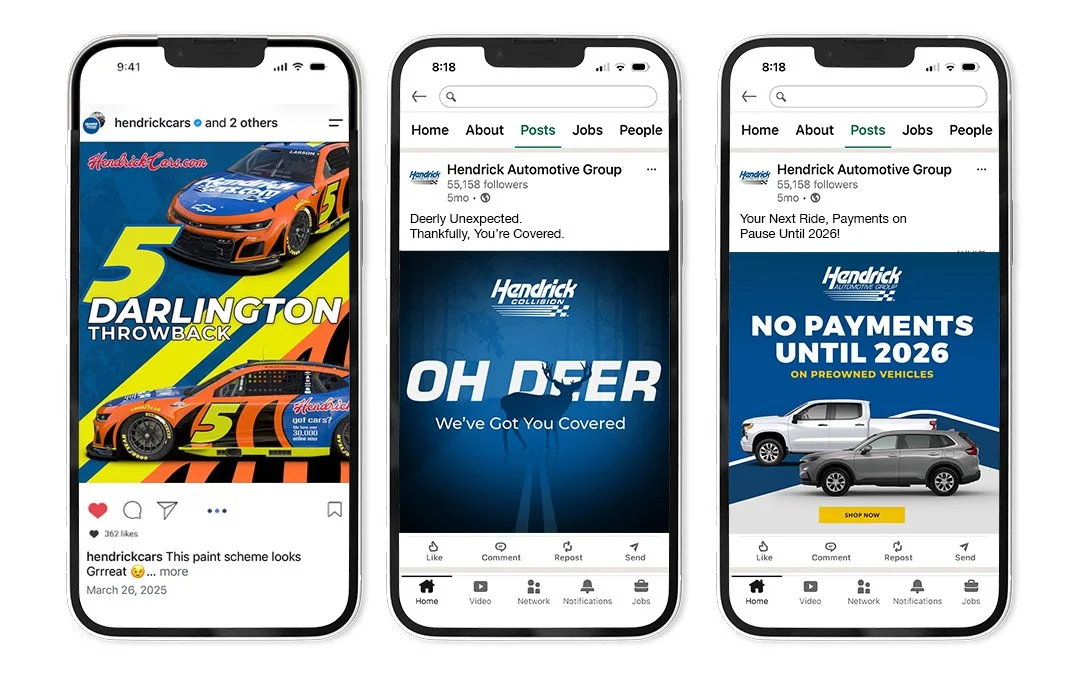  Multiple social media posts for Hendrick Automotive Group. 