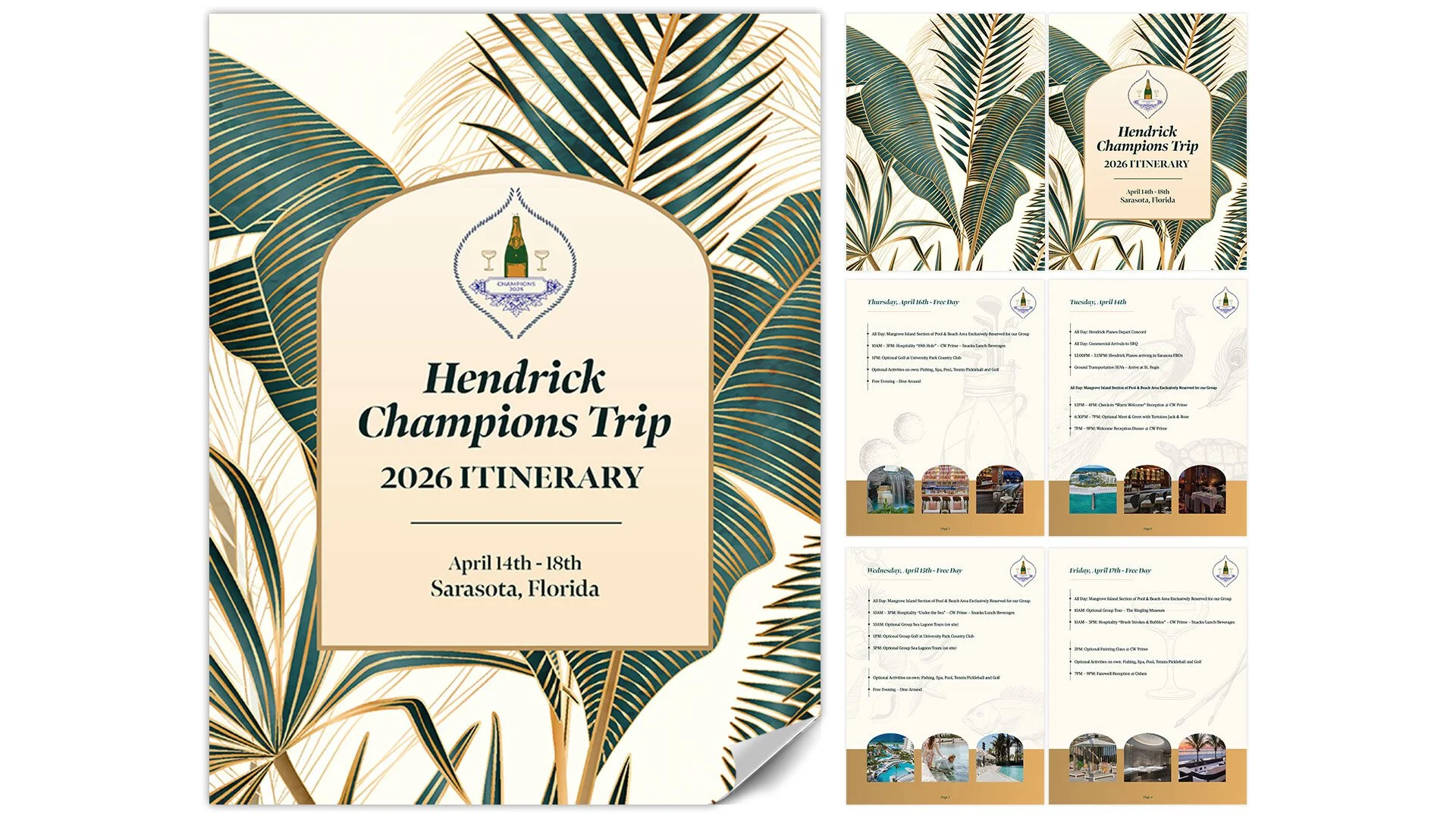  Catalog design for the Hendrick Champions Trip. 