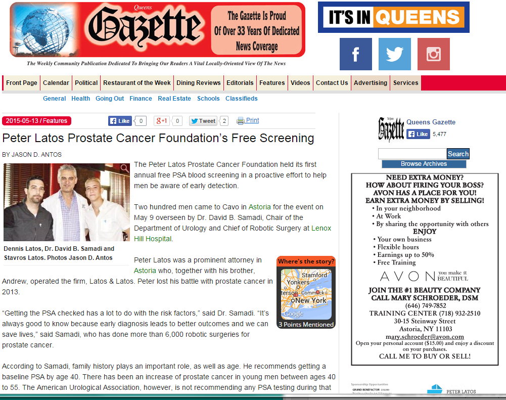 Western Queen Gazette: PSA Screening Event, Dr. David Samadi