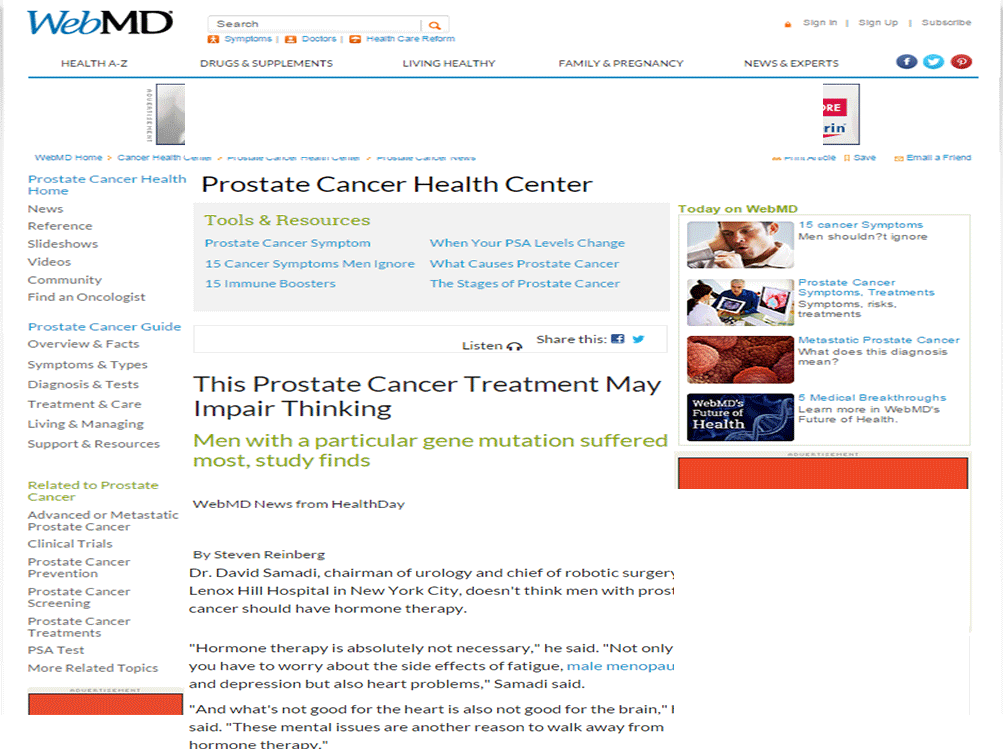 WebMD: Dr. David Samadi on Hormone Therapy for Prostate Cancer