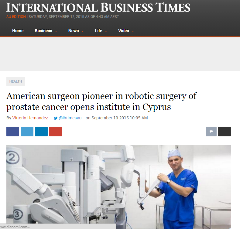 International Business Times: Dr. David Samadi Institute of Robotic Surgery in Cyprus
