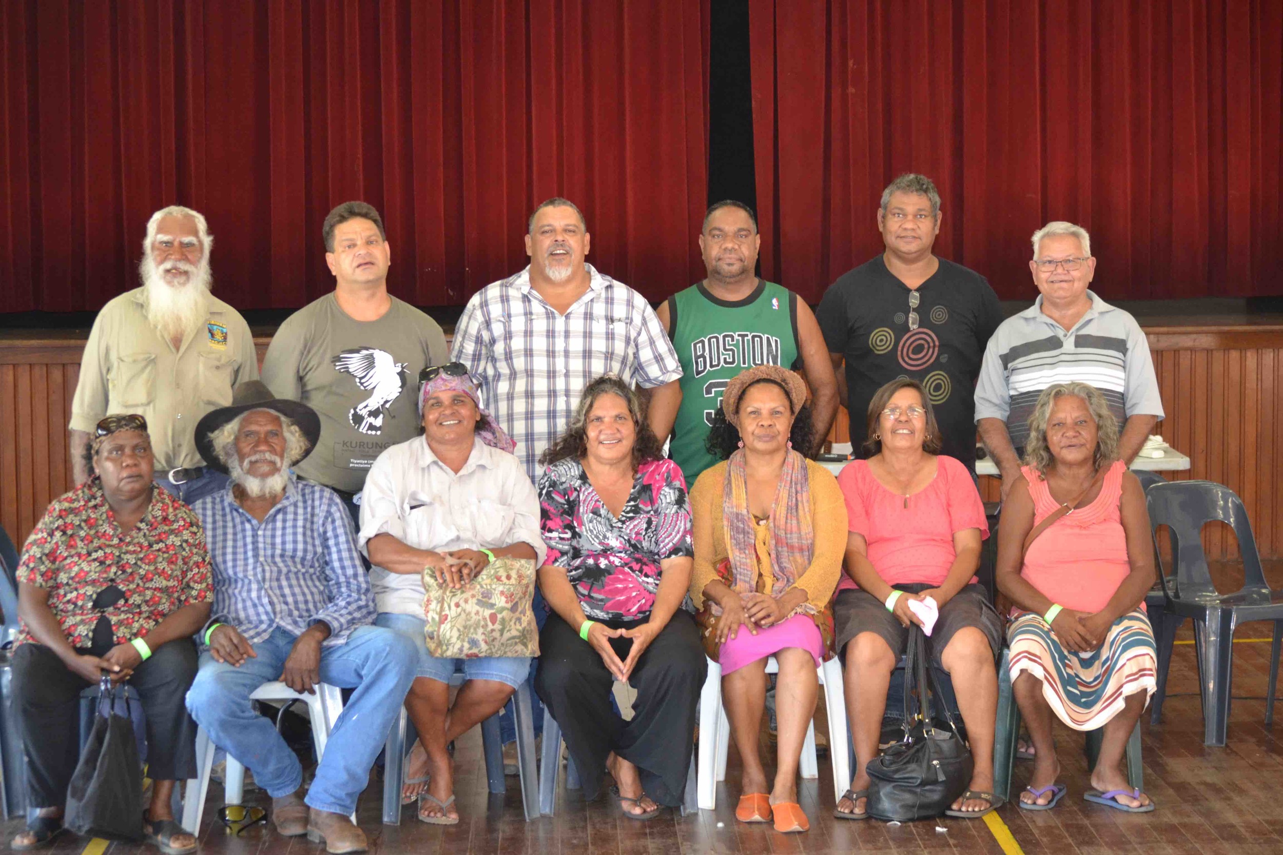 Top Row:  Johnny Watson, Wayne Bergmann, Robert Watson, Joseph Milgin, Anthony Watson, Cyril Archer.&nbsp; Bottom Row: &nbsp;Linda Nardea, Harry Watson, Rona Charles, Rosita Shaw, Anne Poelina, Tina McMahon, Theresa Henry.