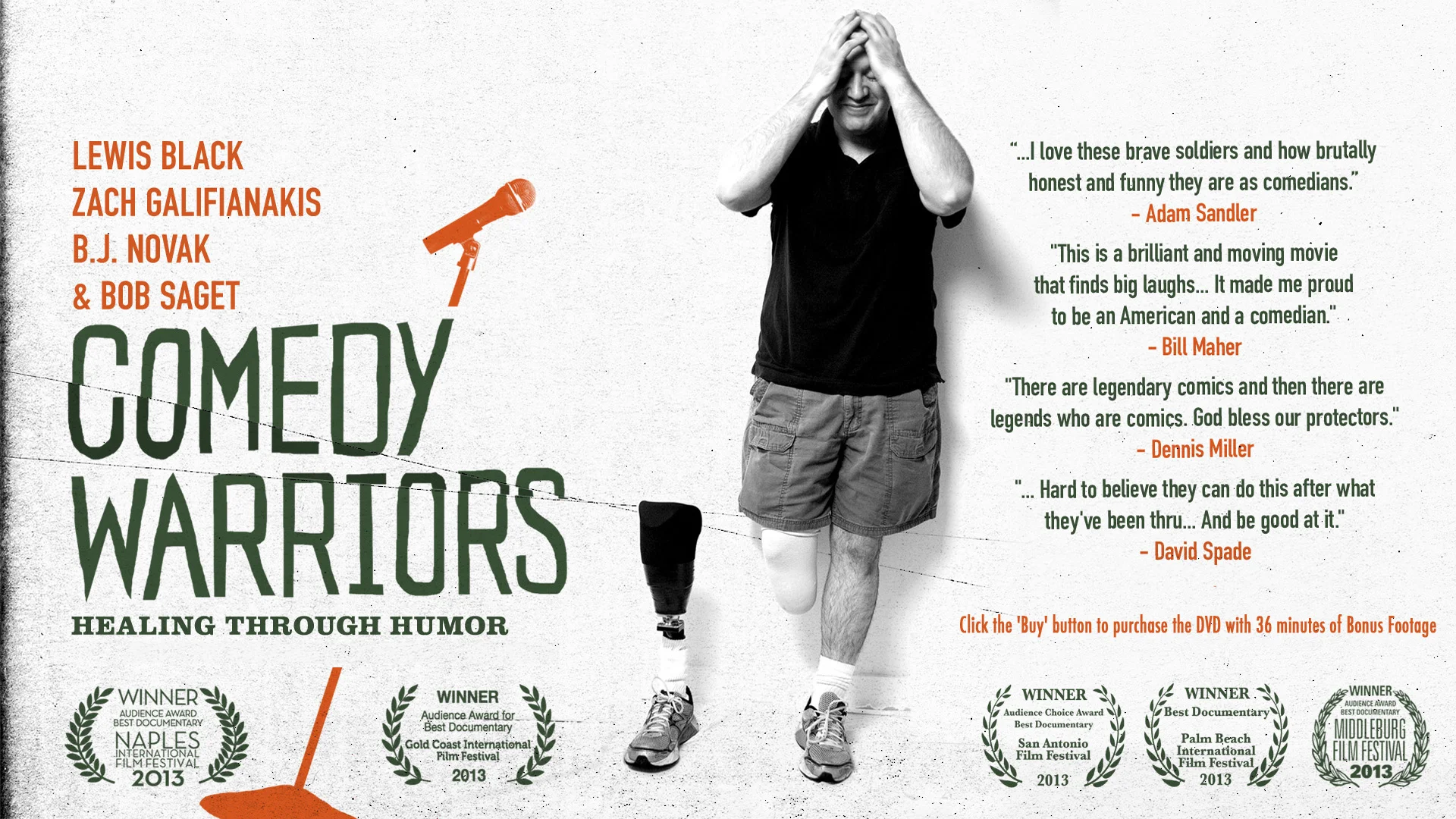 "Comedy Warriors" is the story of five wounded servicemembers being mentored by comedy greats to perform stand up comedy. Directed by John Wager. For more information visit www.comedywarriors.com .