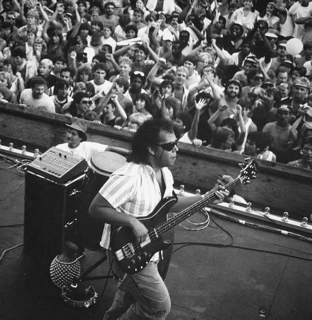  (Gary on stage at Neighborfair with Nu Shooz, Portland, OR, 1985.) 