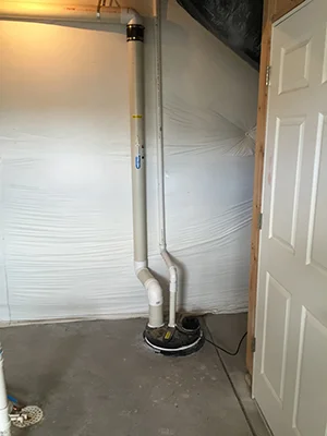 Interior radon mitigation system in Loveland CO