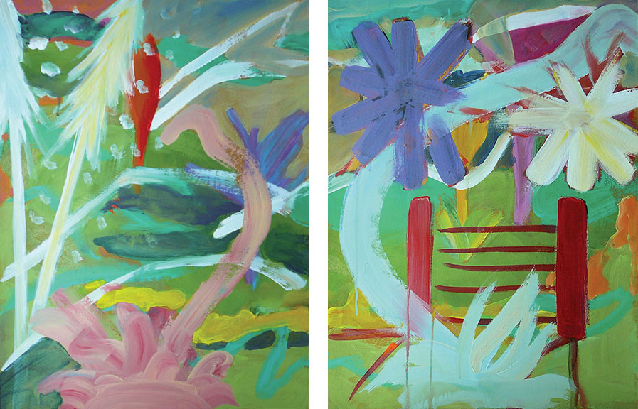 Mexican water lilies 1 & 2. 2008. Acrylic on paper. 24″ x 18″ each