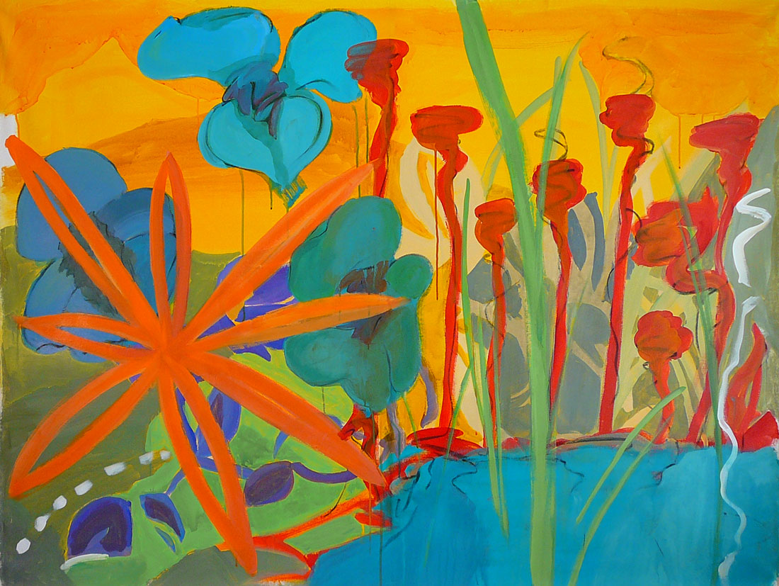 In the right place. 2008. Acrylic and charcoal on canvas. 46″ x 60″