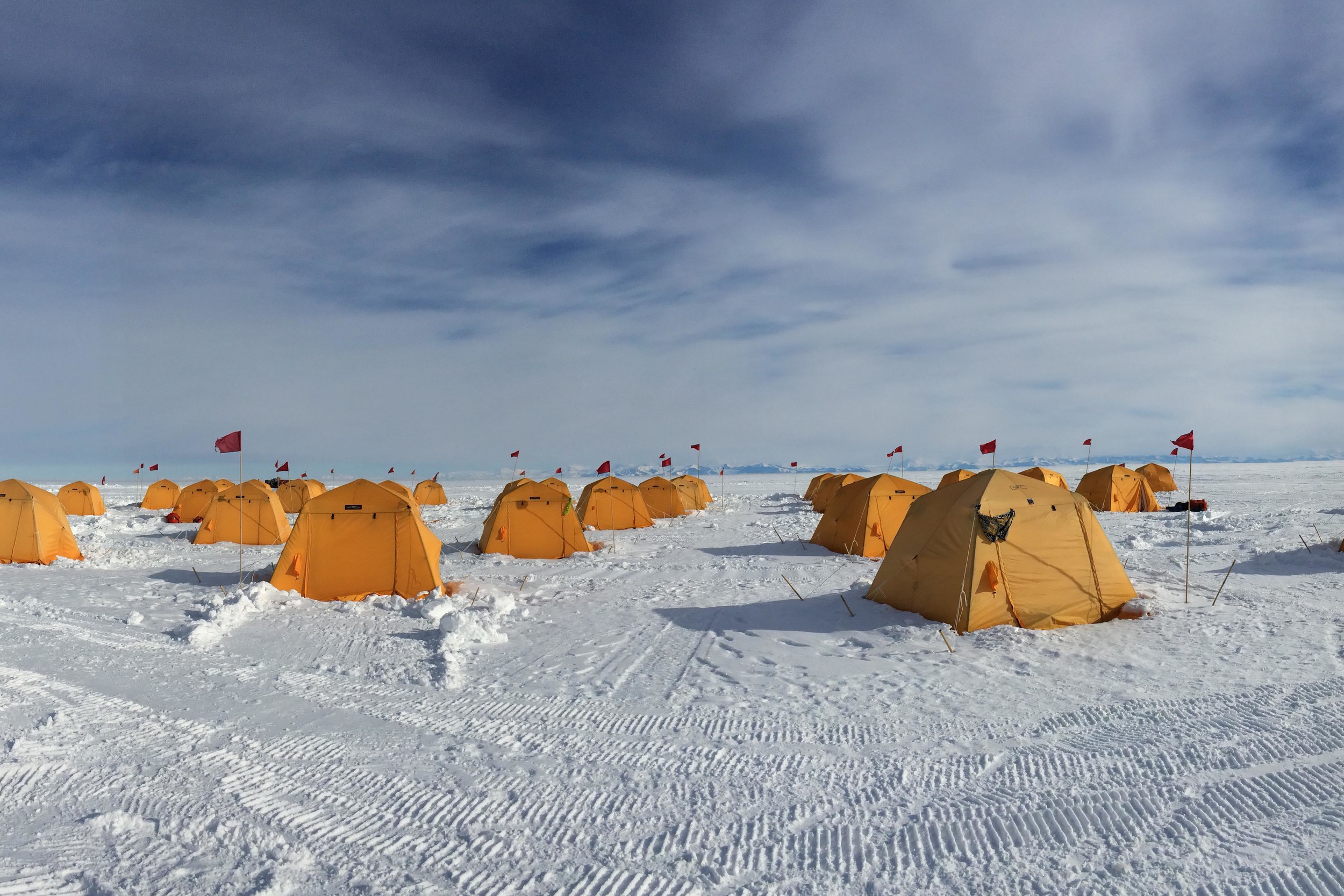  Sleeping tents at Subglacial Lake Whillans. PHOTO BY TRISTA VICK-MAJORS 