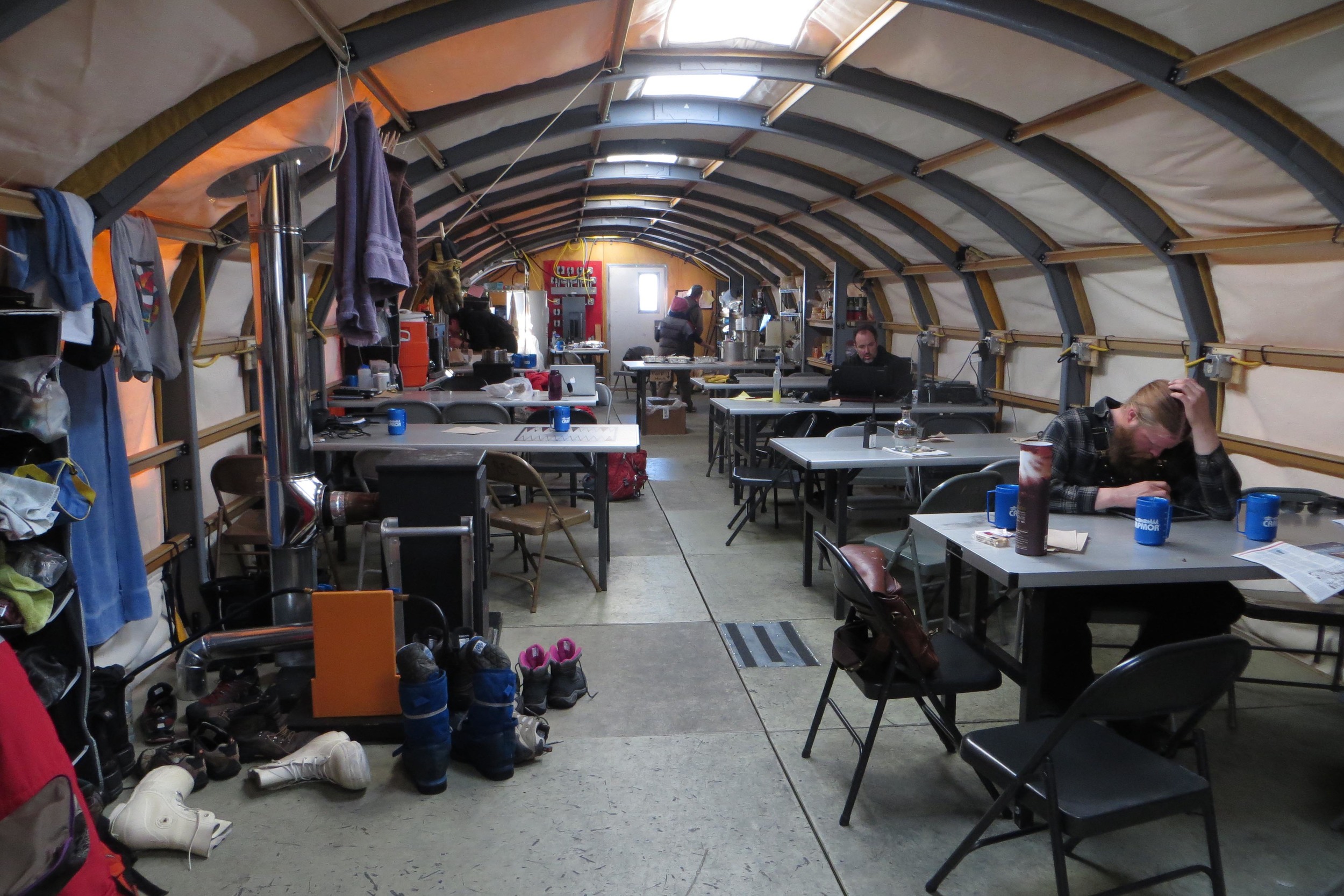  Inside the rack tent, where the team ate and relaxed. PHOTO BY TRISTA VICK-MAJORS 