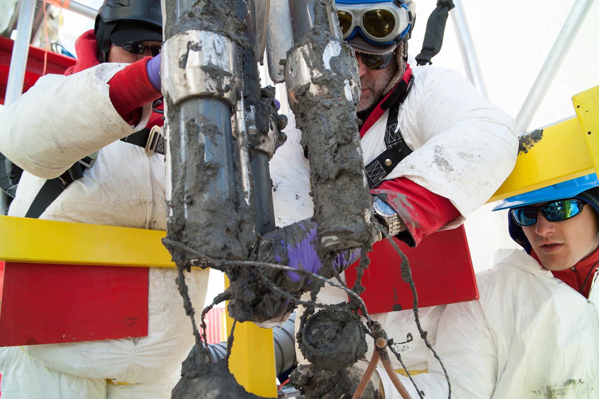  Scientists retrieve sediment samples from Subglacial Lake Whillans. PHOTO COURTESY TRISTA VICK-MAJORS 