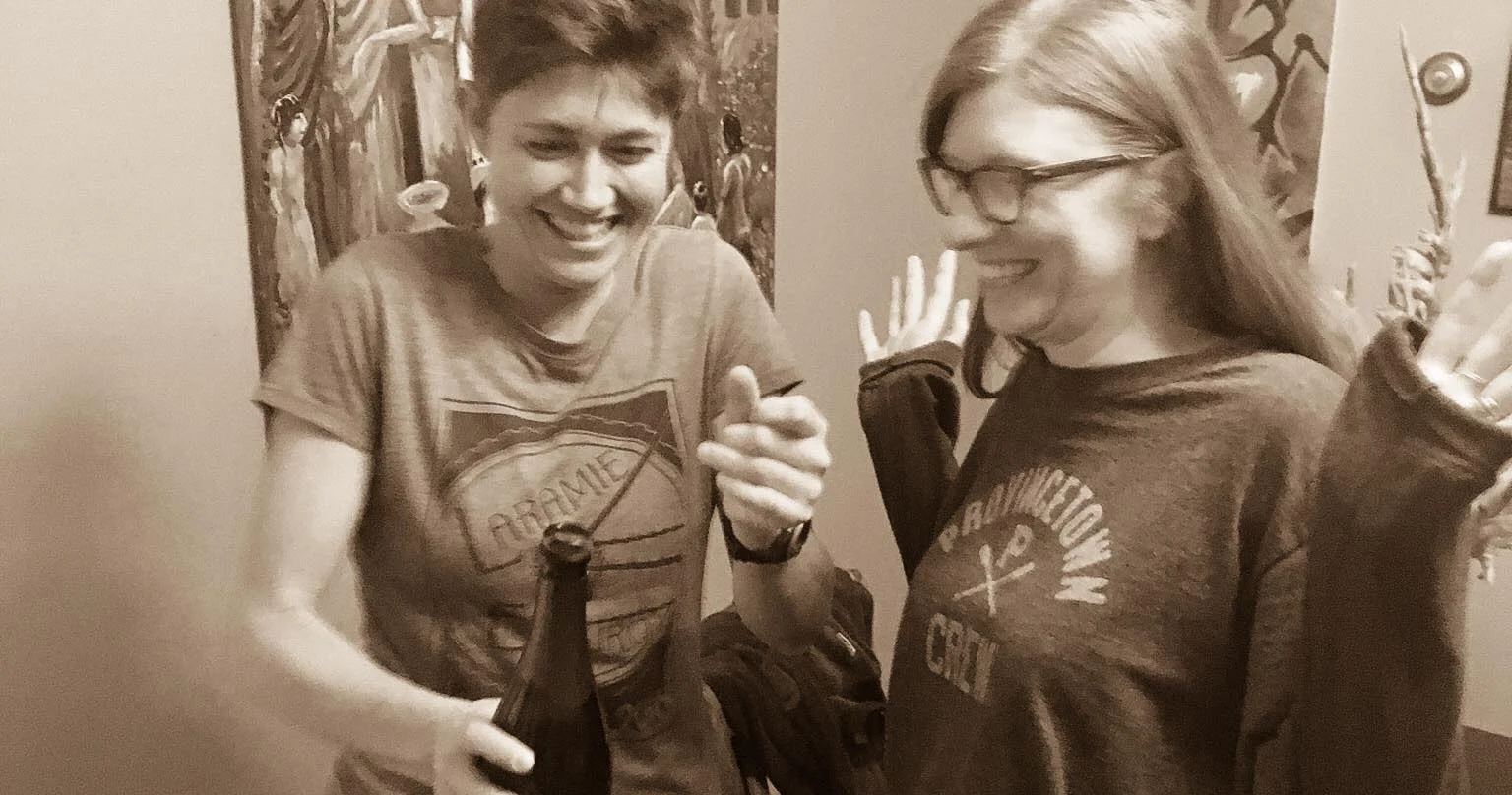 Alex Eggerking (right) came on board as Out THere's marketing and business development director earlier this year. In September, she and Willow (left) spent several days in Wyoming, brainstorming, hiking -- and celebrating successes,