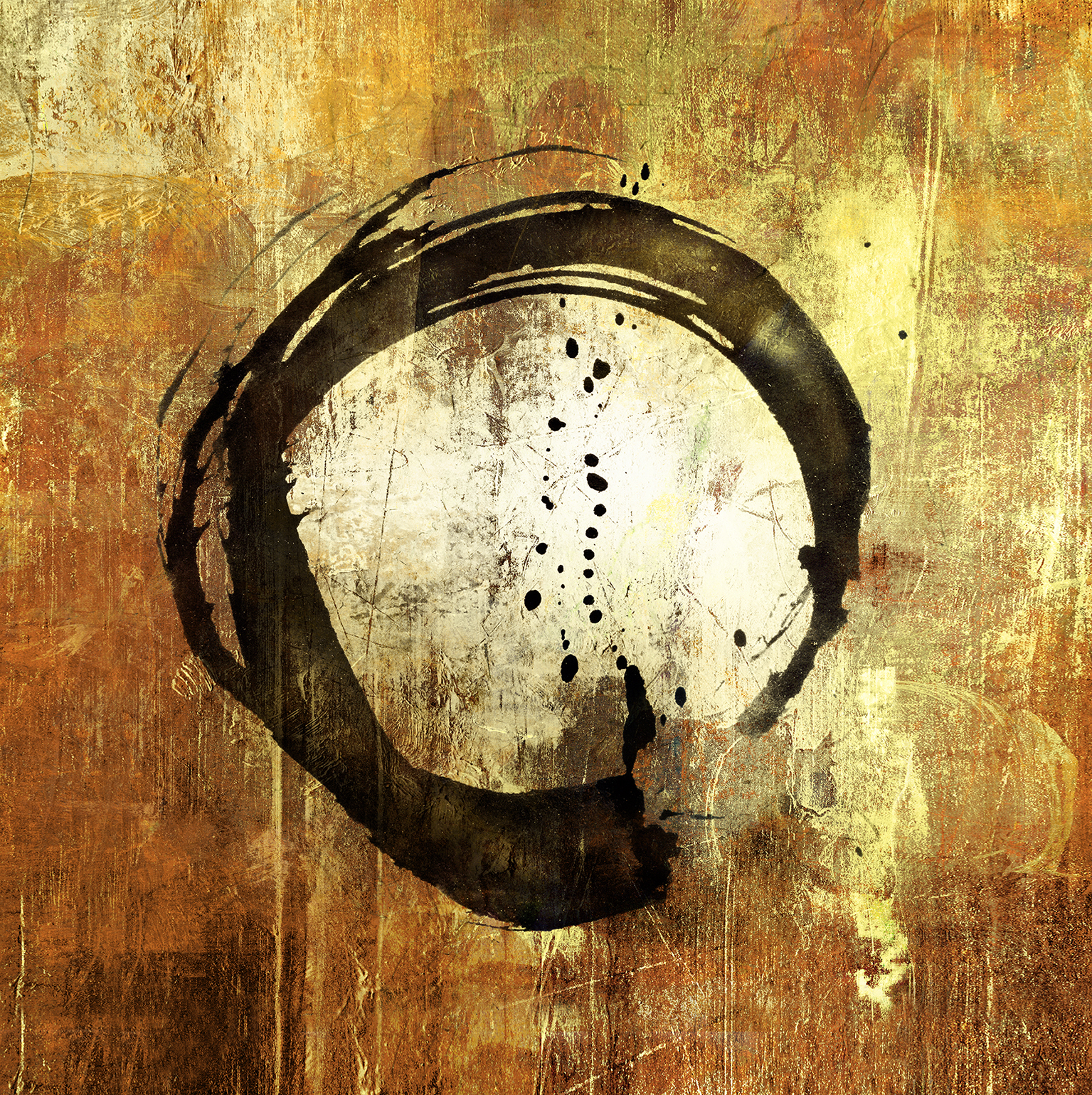 Enso symbol; a circle that is hand-drawn to express a moment when the mind is free to let the body create. 