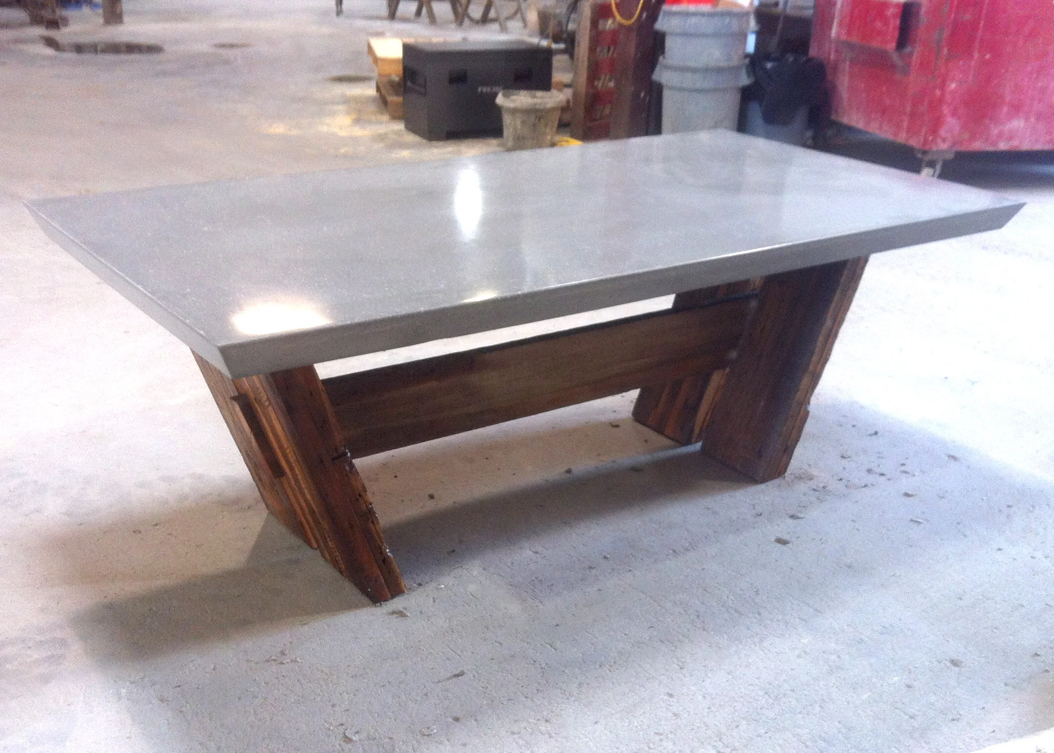 Concrete Top and Reclaimed Trestle Base