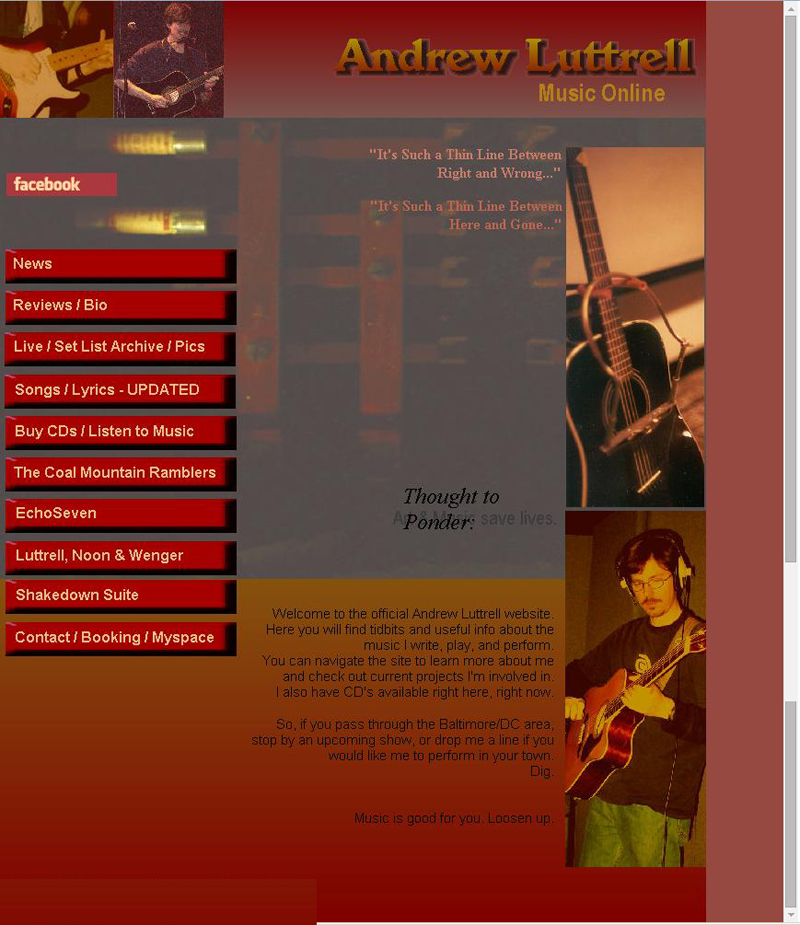  Homepage for my first music website I built in 2005.&nbsp; 