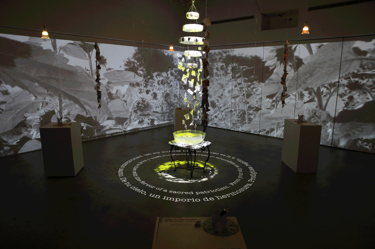 A gif showcasing the lighting and projection in { remnants } of a { ritual }