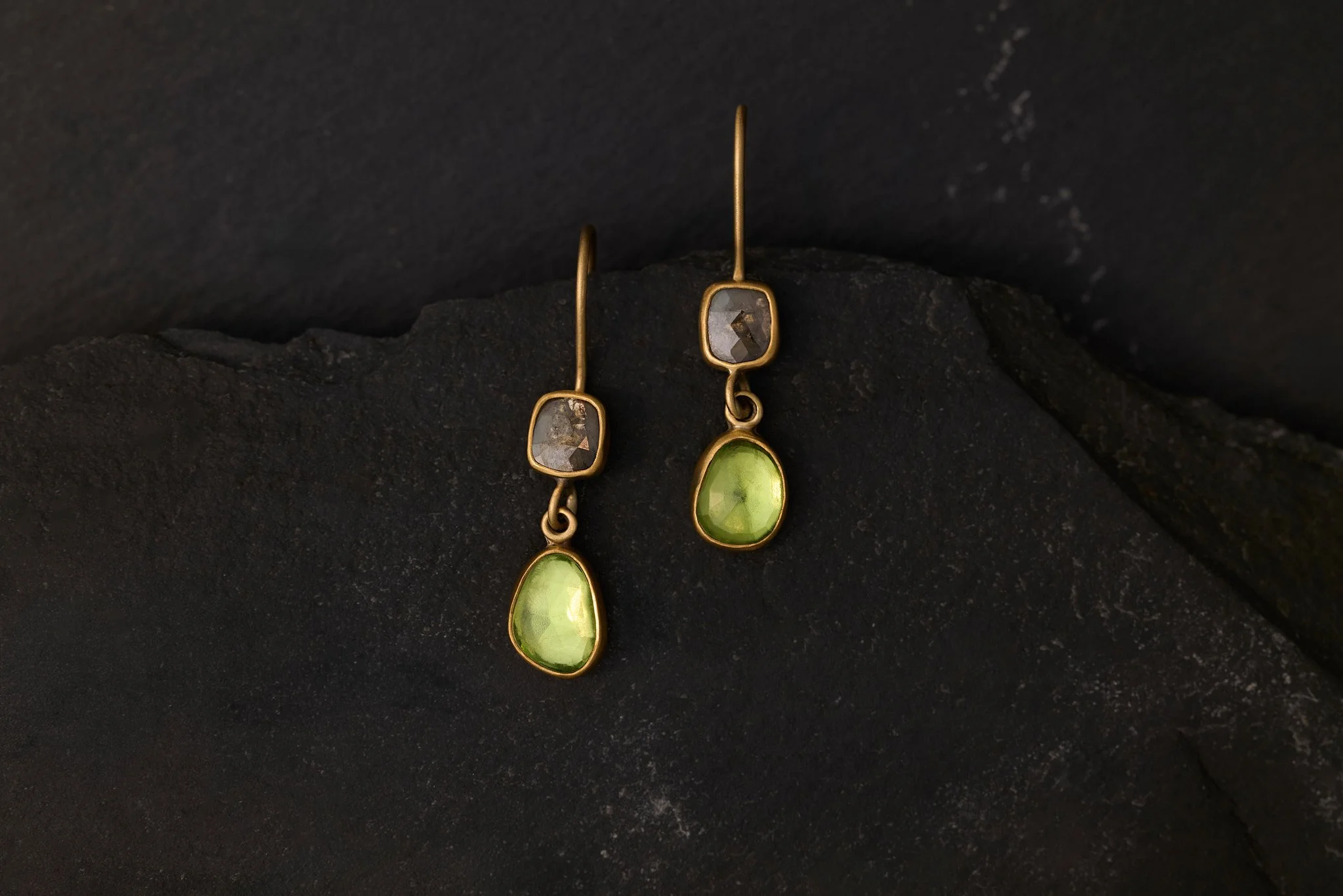 Peridot and Diamond Earrings