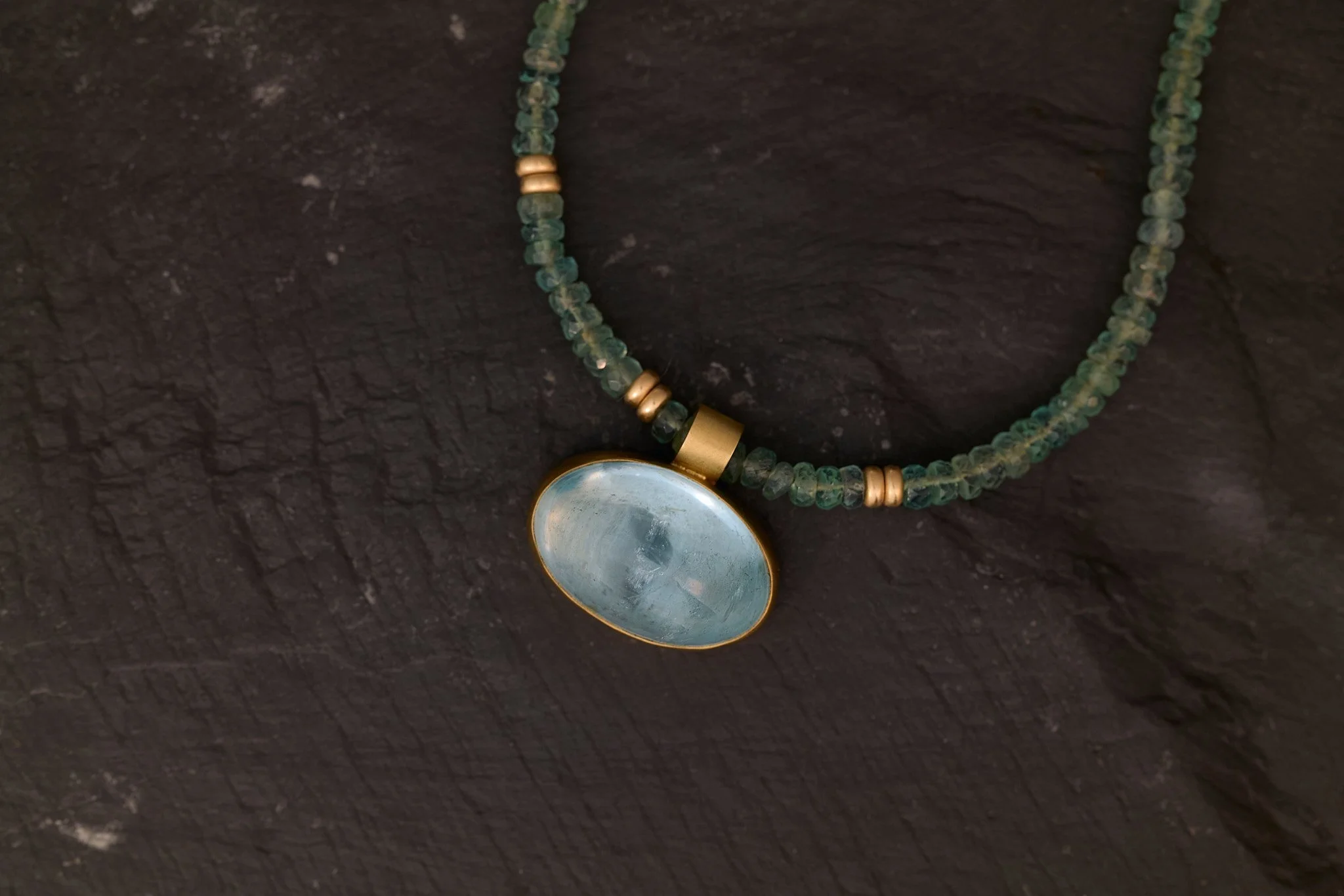 Aquamarine Cabochon Necklace
