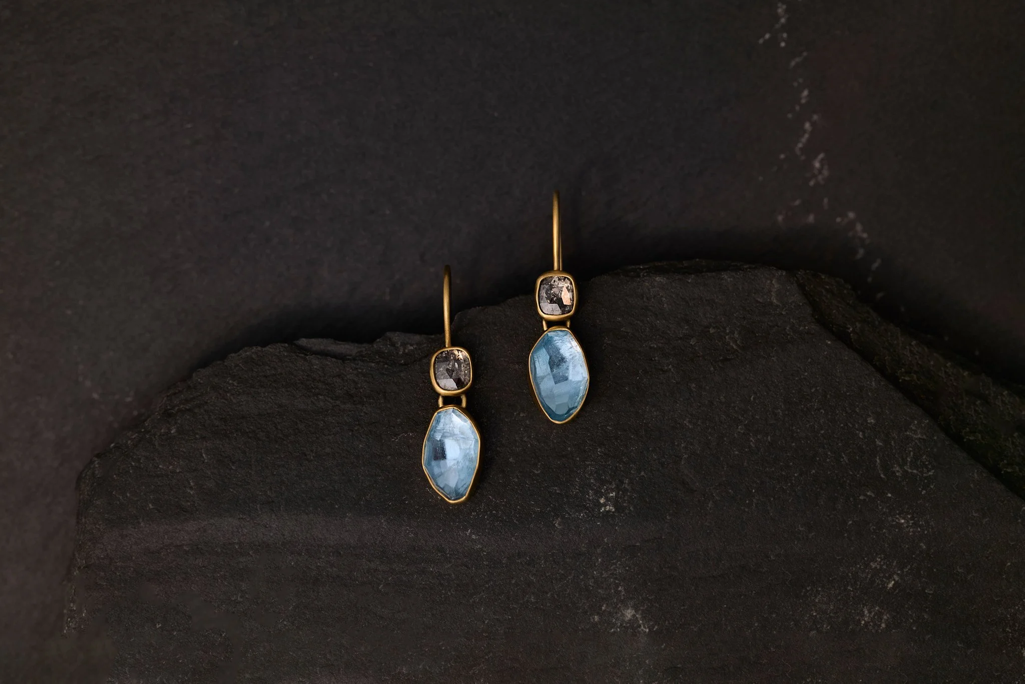 Aquamarine and Diamond Earrings