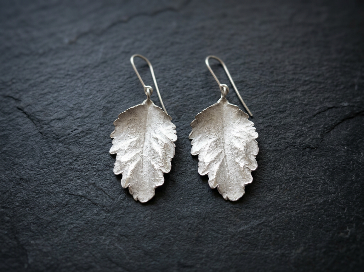 Organic Sterling Leaves Earrings
