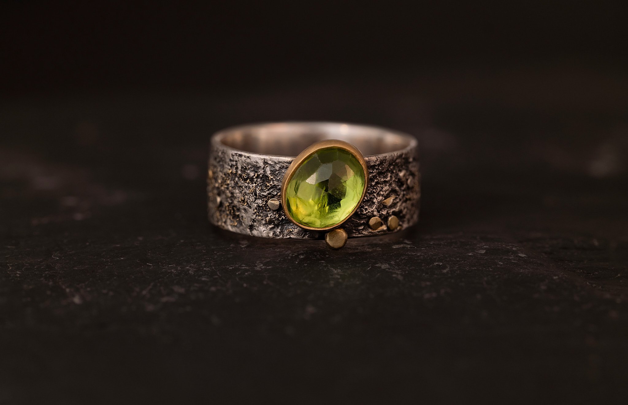 Peridot Gold Erosion Ring