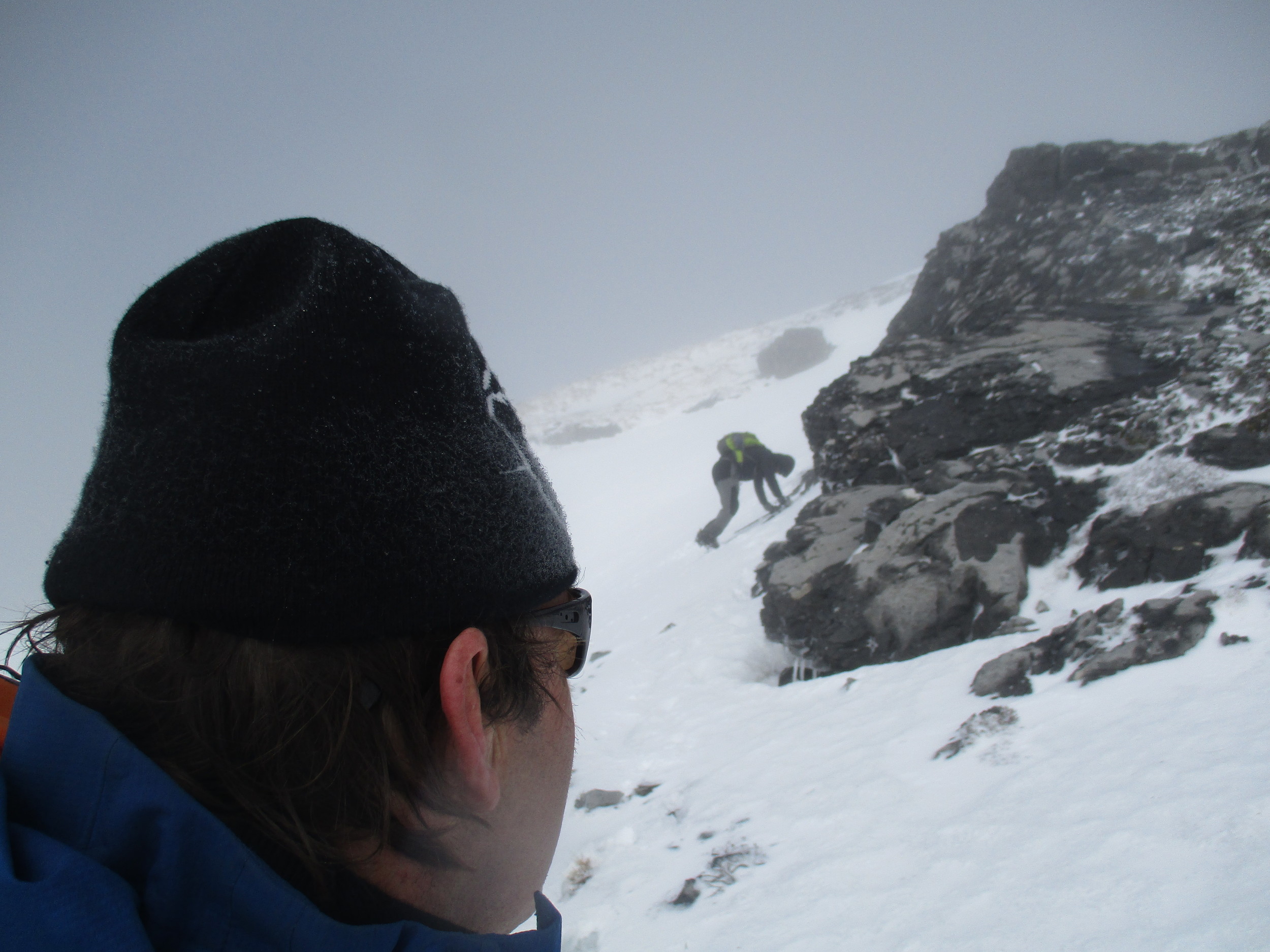   watching Sergio, &nbsp;tricky going with fresh snow balling up the crampons.  