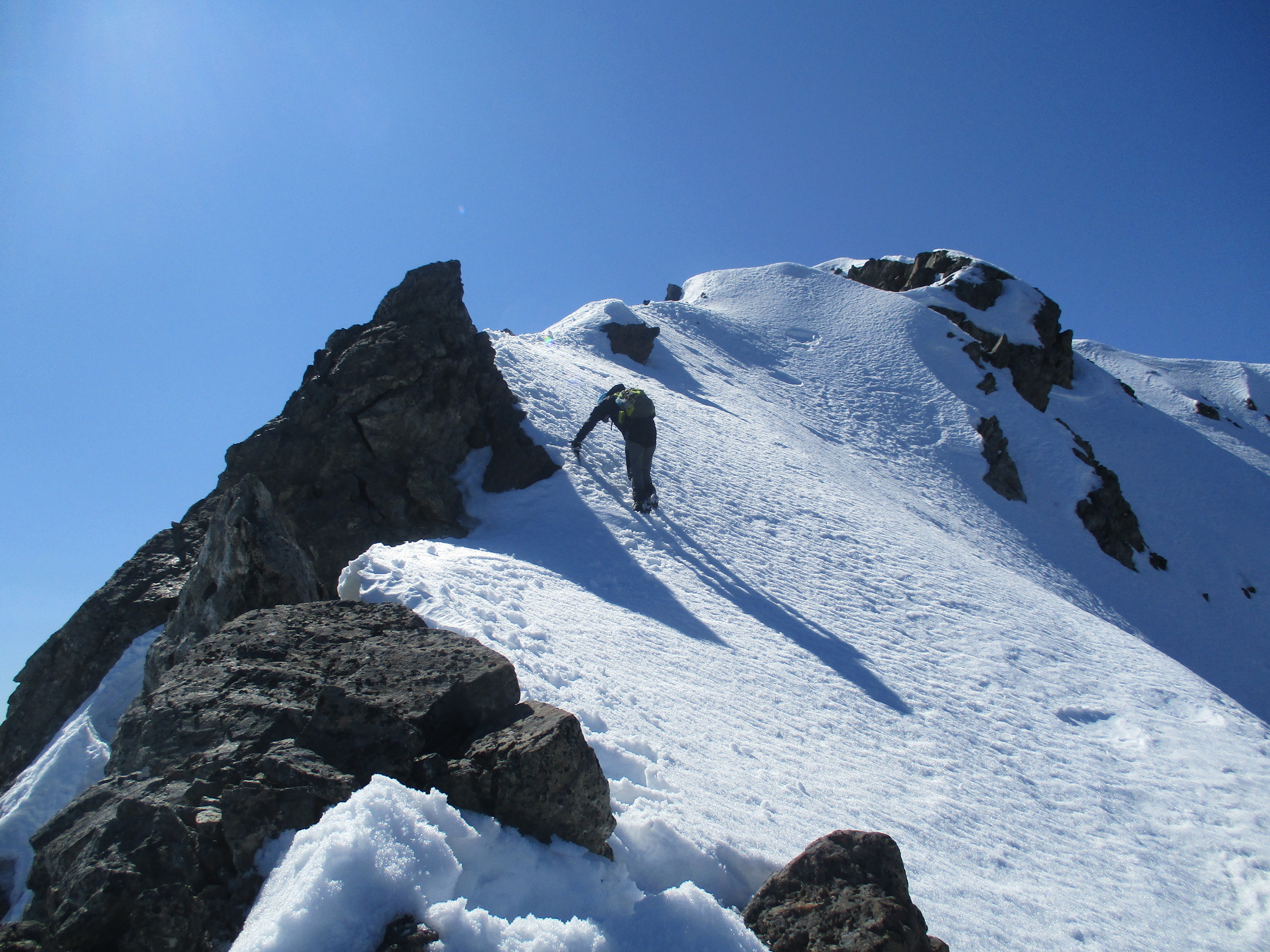   Another tricky bit - Sergio on ridgeline of Mount Chittenden  