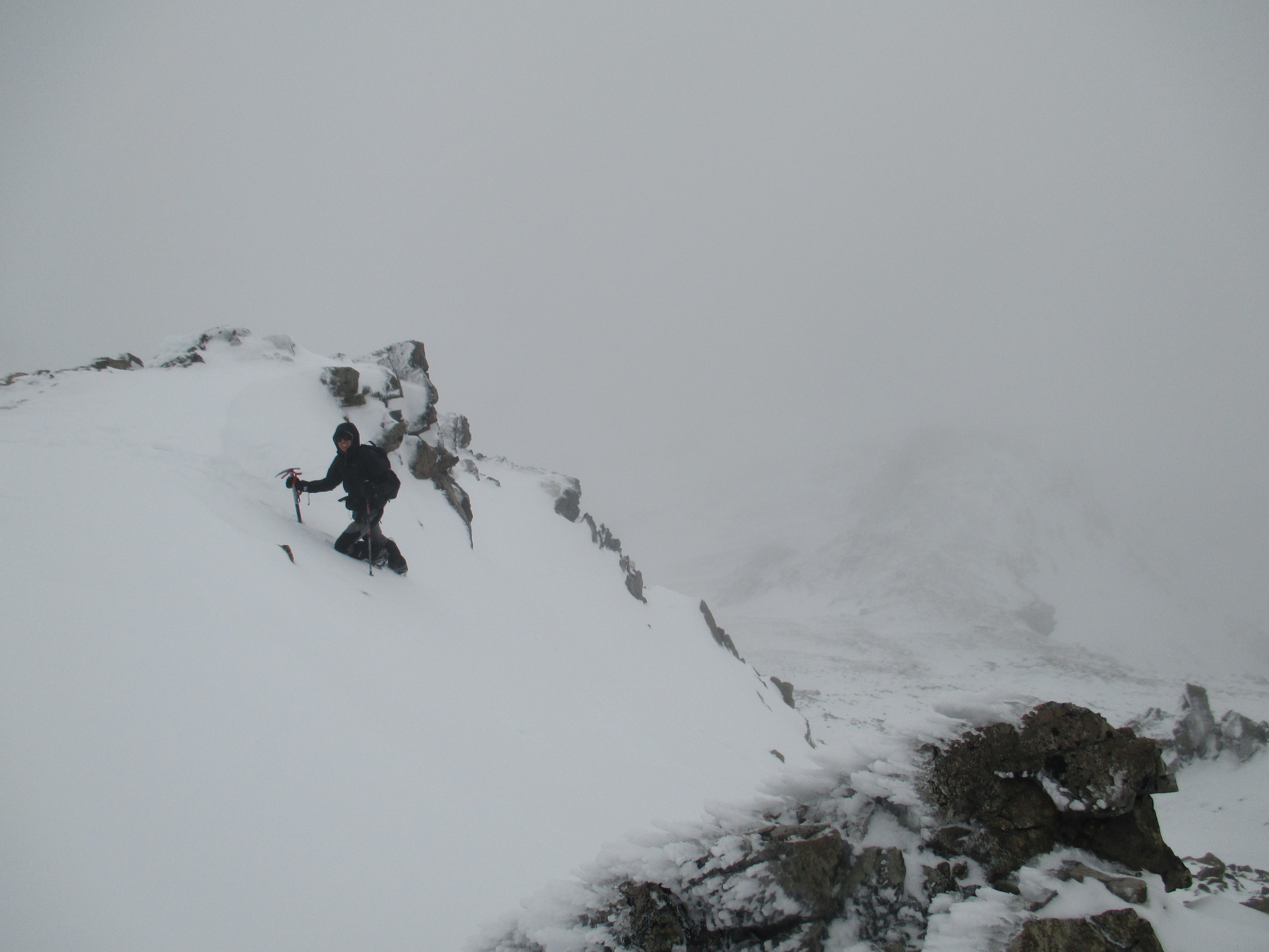   Climbing the West face of Mount Angelus with Sergio just before the storm ,winter 2015  