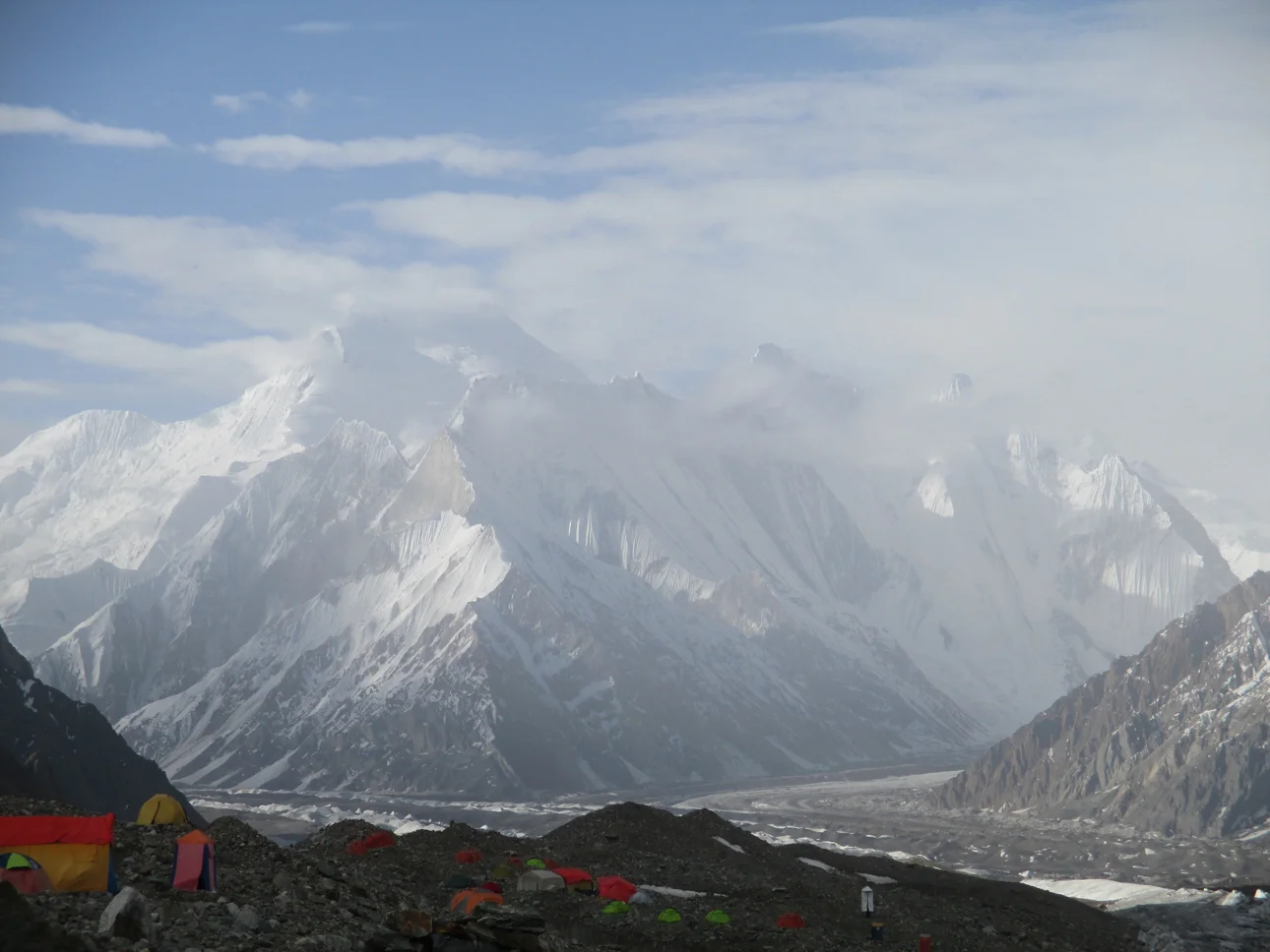 Beautiful Chogolisa - Bride peak, 7665m was at the opposite end of the valley - the final resting place long lost in the snows of Hermman Buhl.