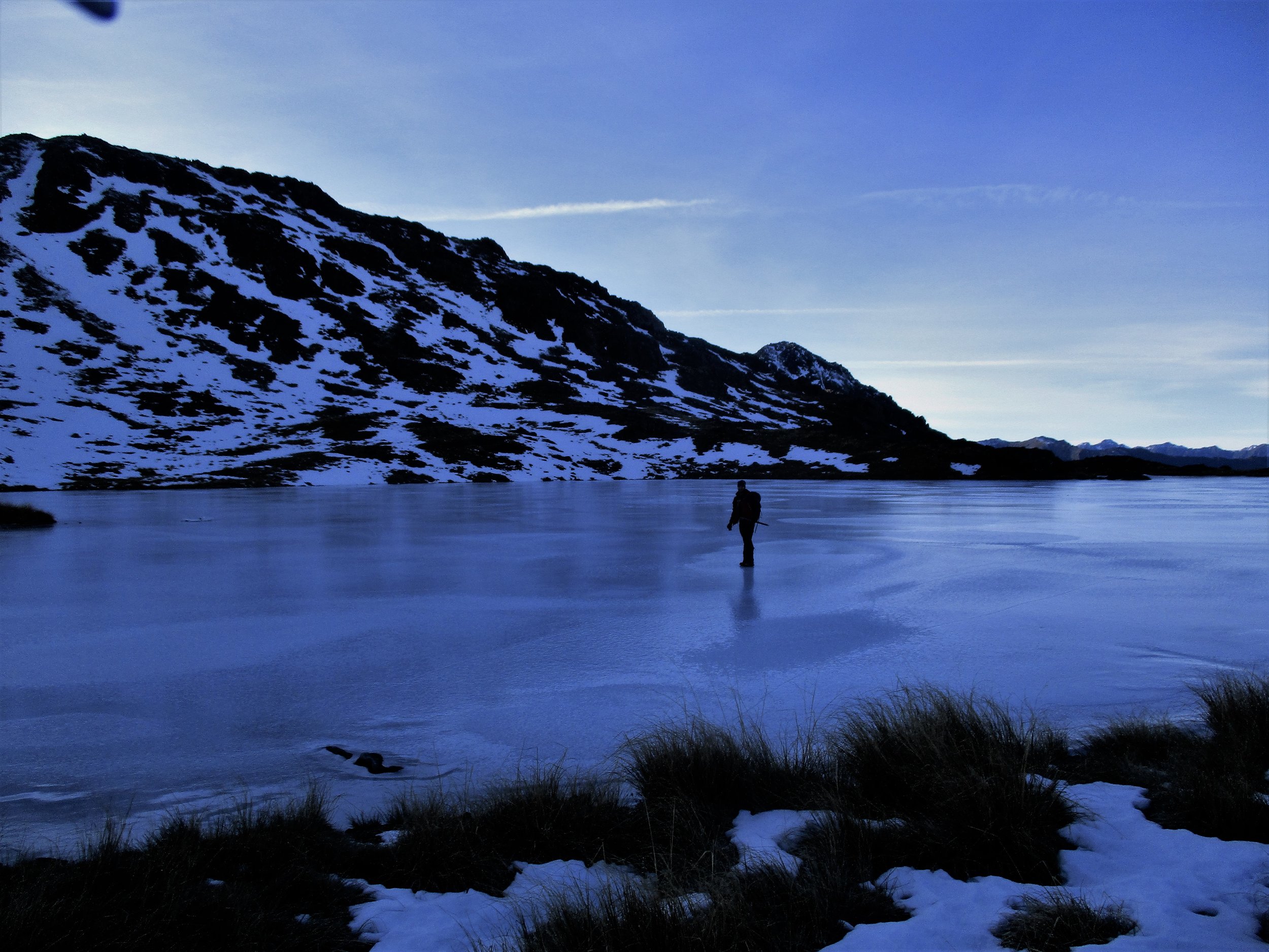 No snow but an ice lake in early July.