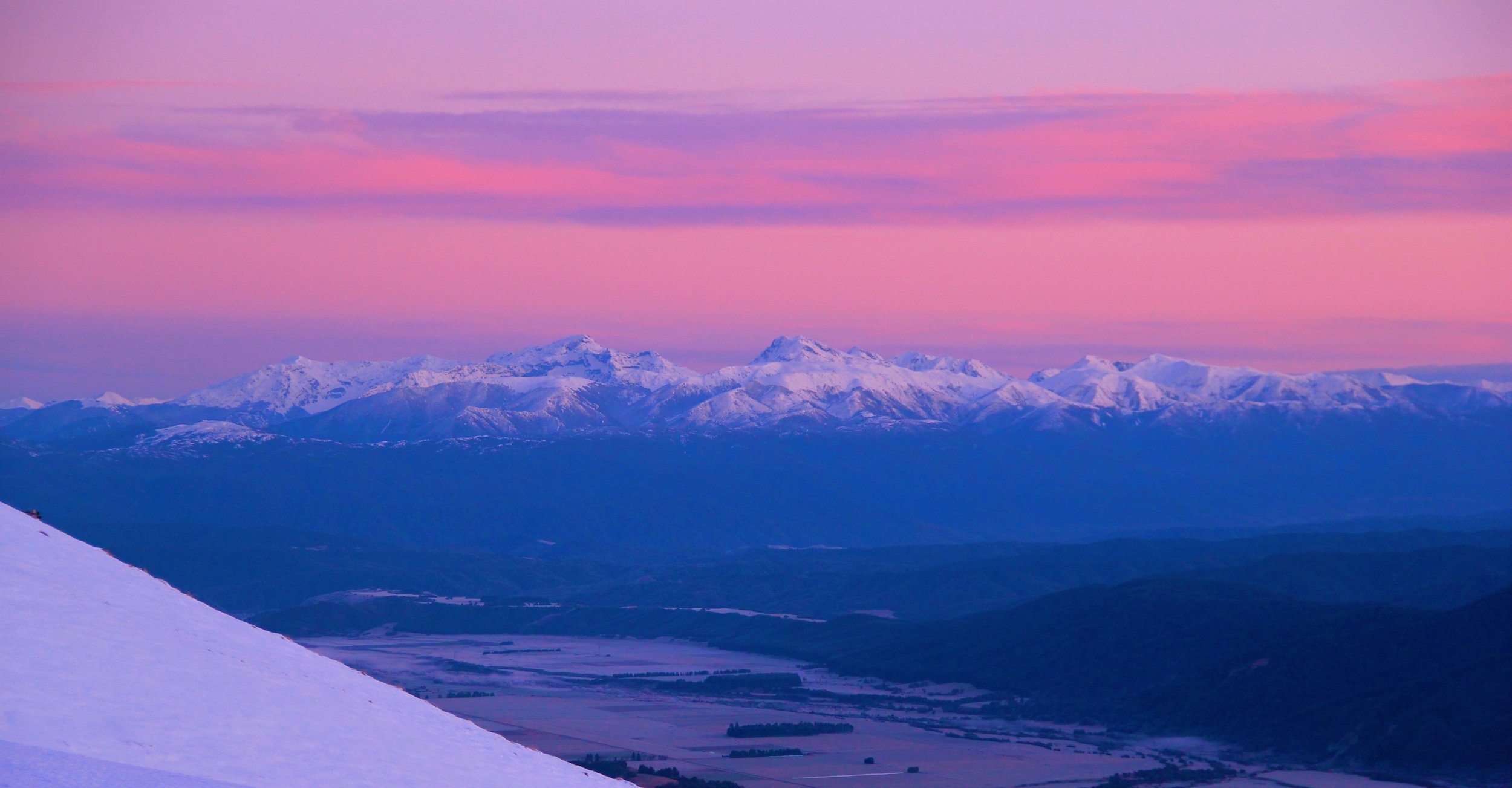 Mount Owen Massif at Dawn from Bushline hut.