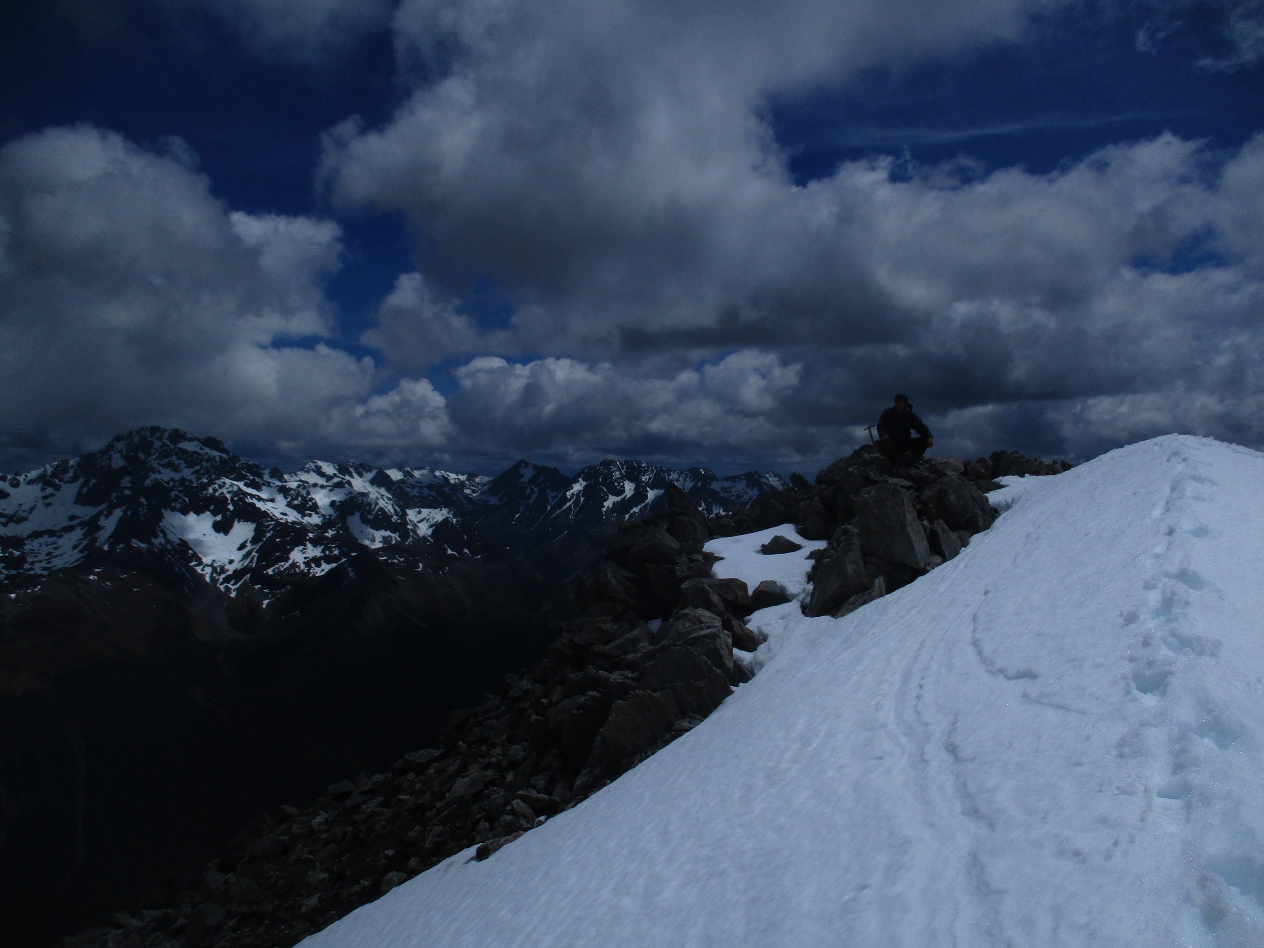 Looking along the summit ridge with Mt Hopeless to the left of Jono. Was good to have company for once!!