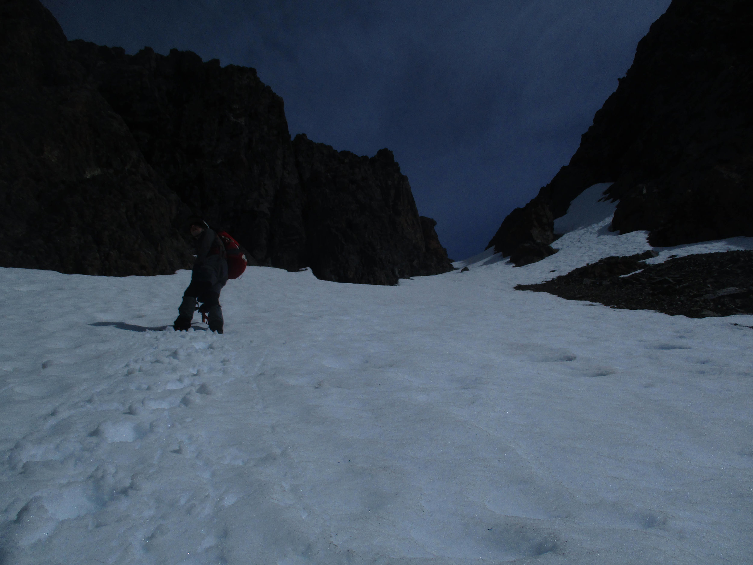 Perfect snow slope , steep enough for rapid progress, not so step as to be exhausting. 