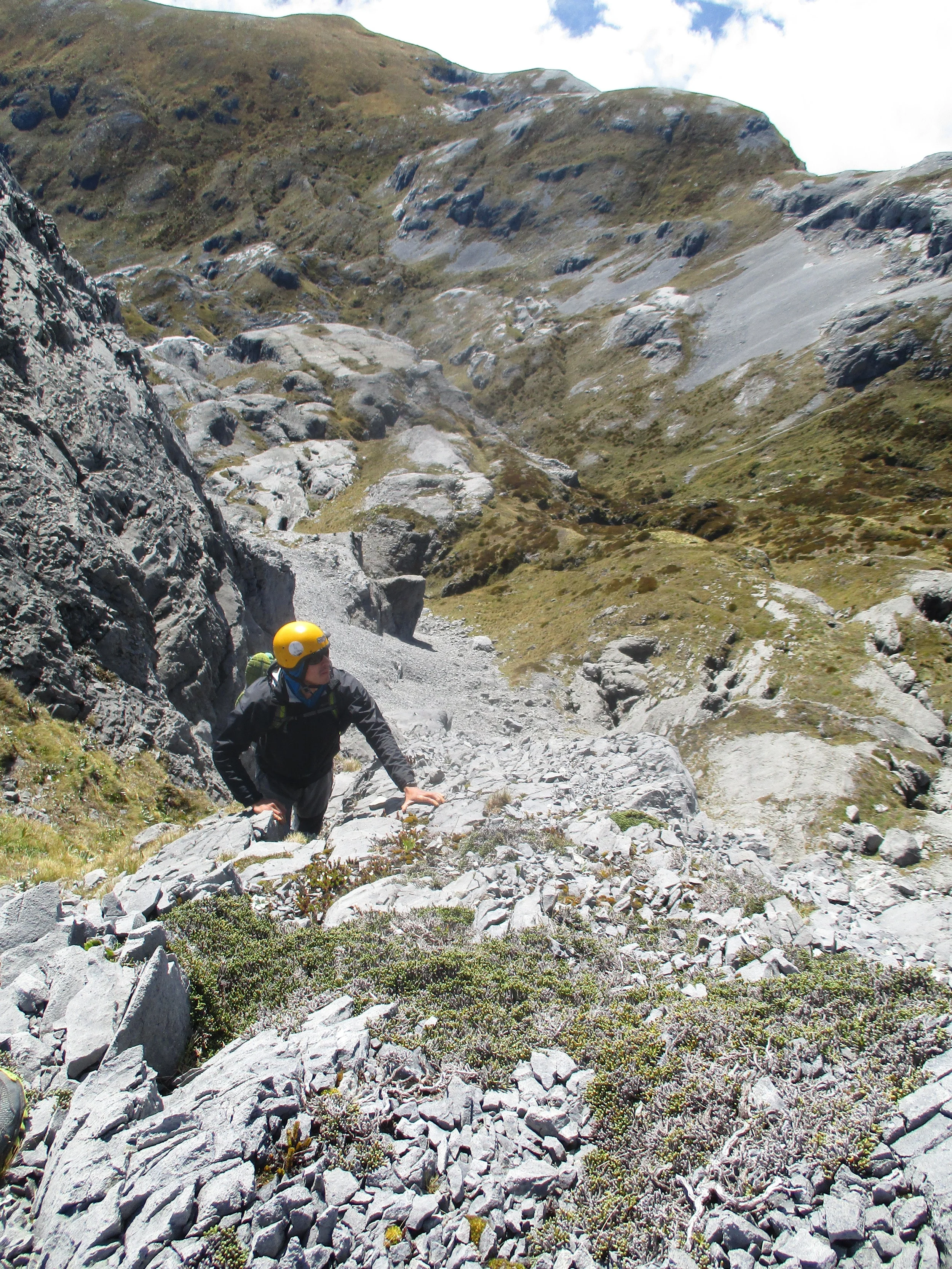 Segio rising out of one of the climbing gullies.