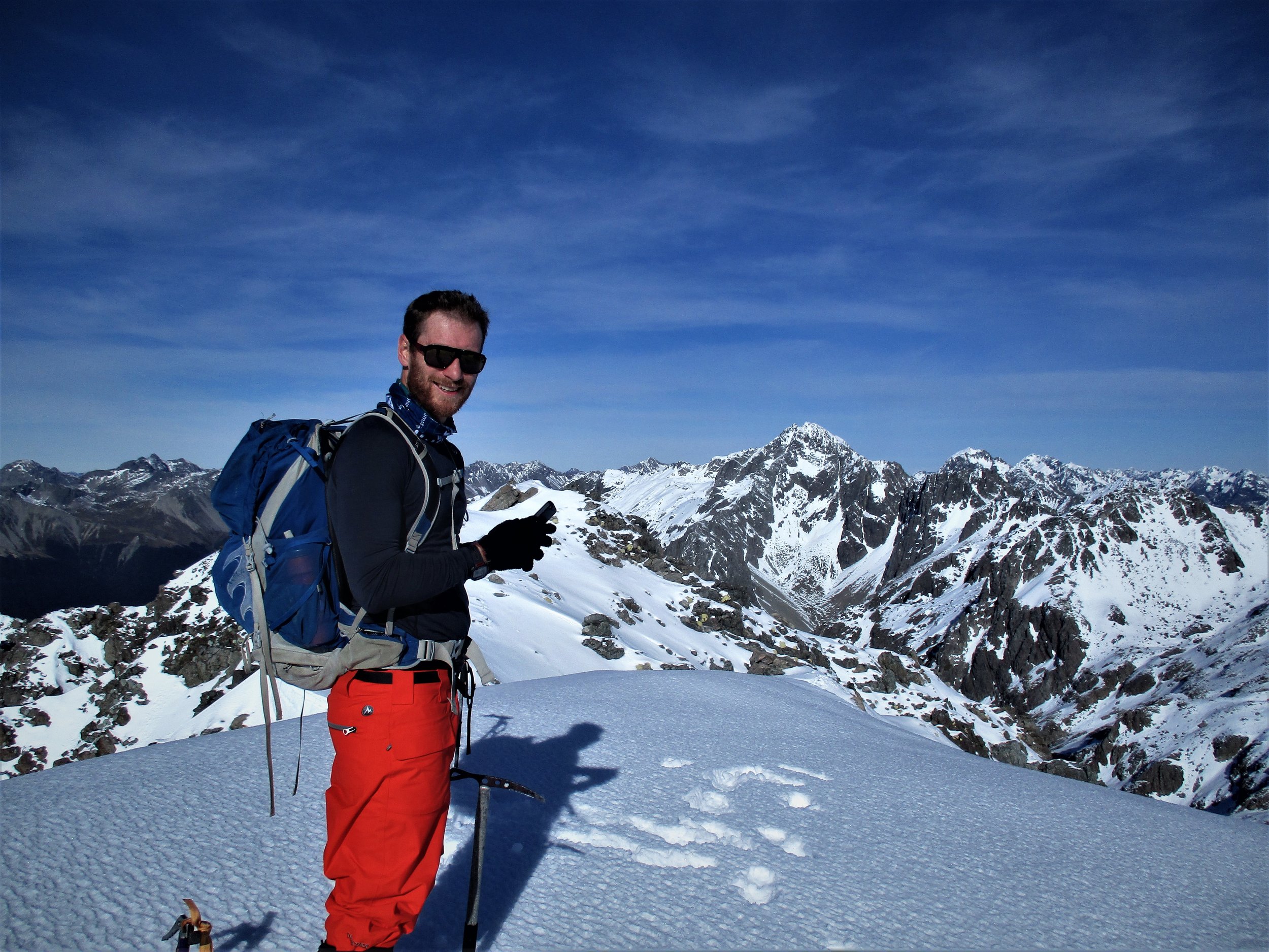   Dave on top of Alps, Mount Hopeless behind  