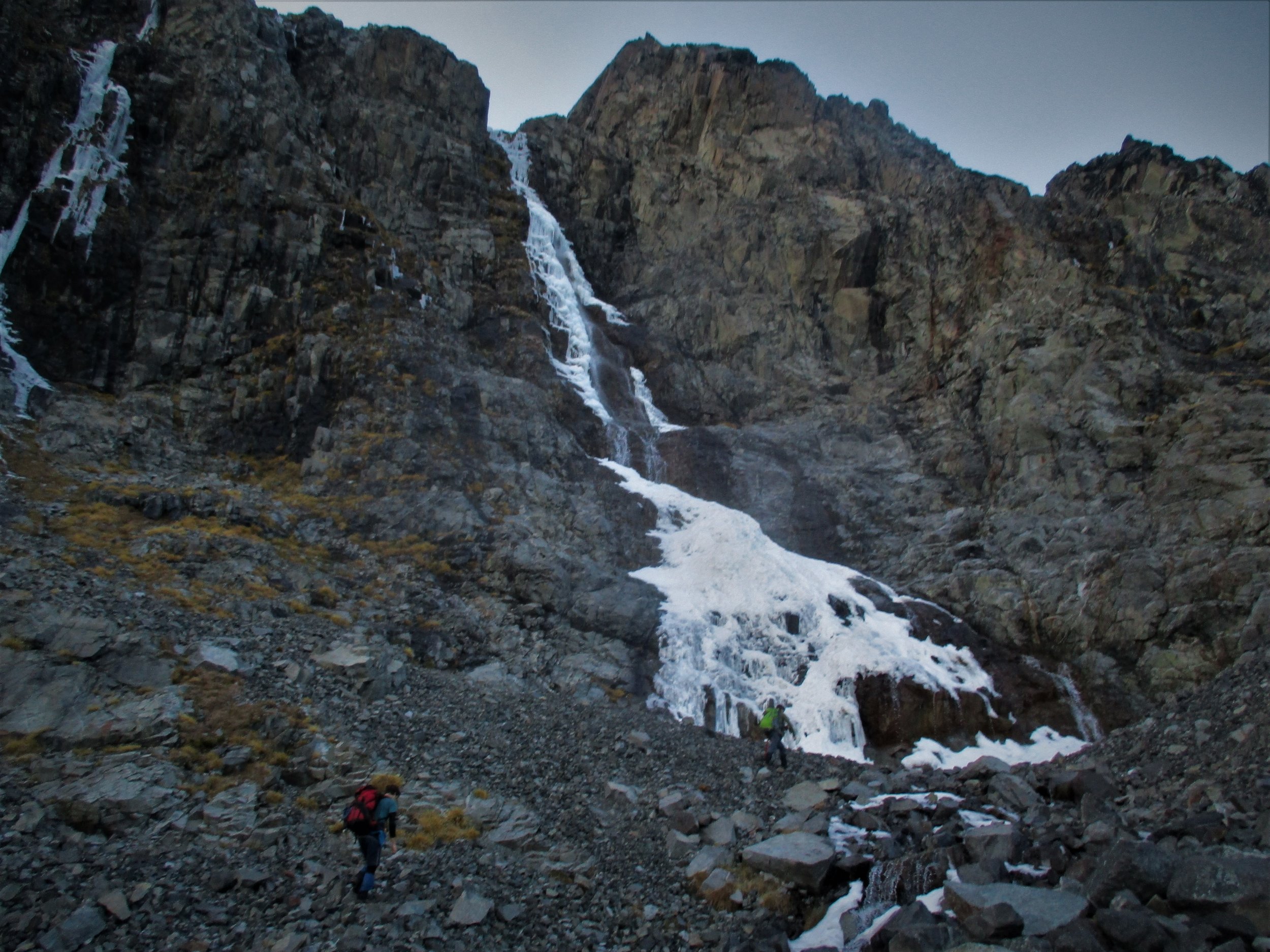 Ice waterfalls on the way in 