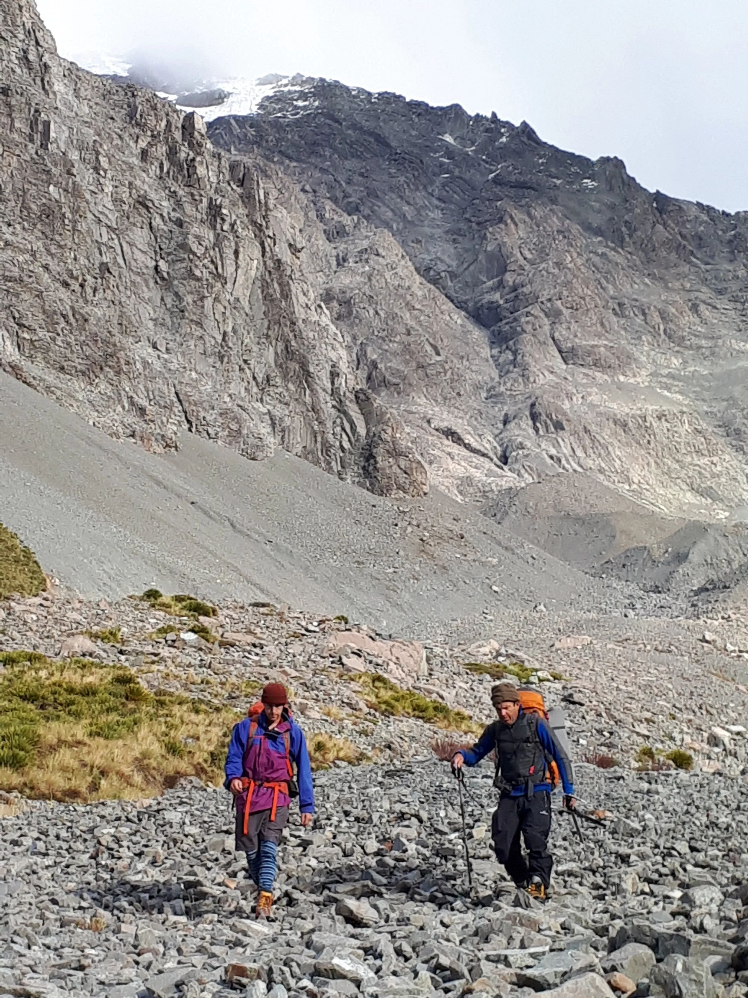 descending on rubble with Ashley