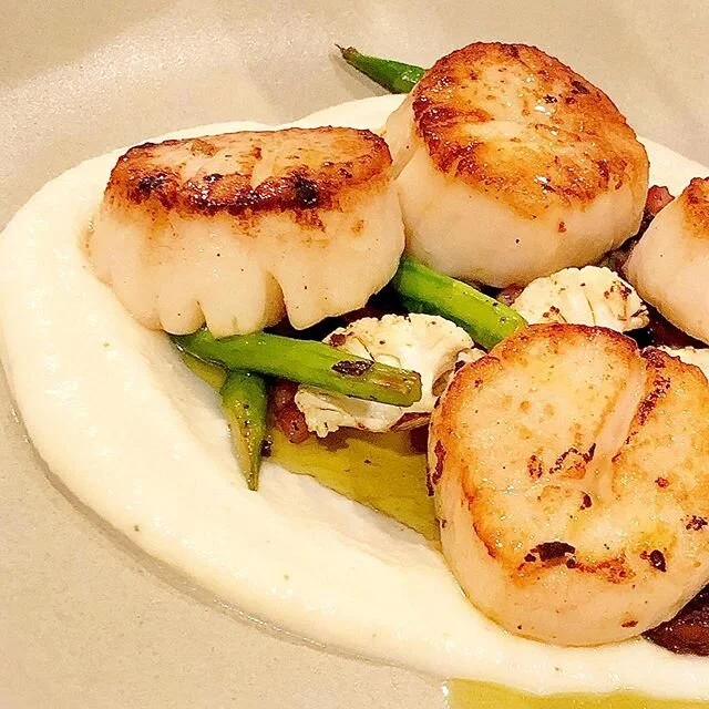 I need groceries. 🛒 // Reflecting on how mouth-watering one of the dishes at a pre-quarantine pop-up dinner was!
-
Seared scallops w/ asparagus, pancetta, morels, and cauliflower pur&eacute;e.
-
Thankful for friends who cook! 🧑🏻&zwj;🍳