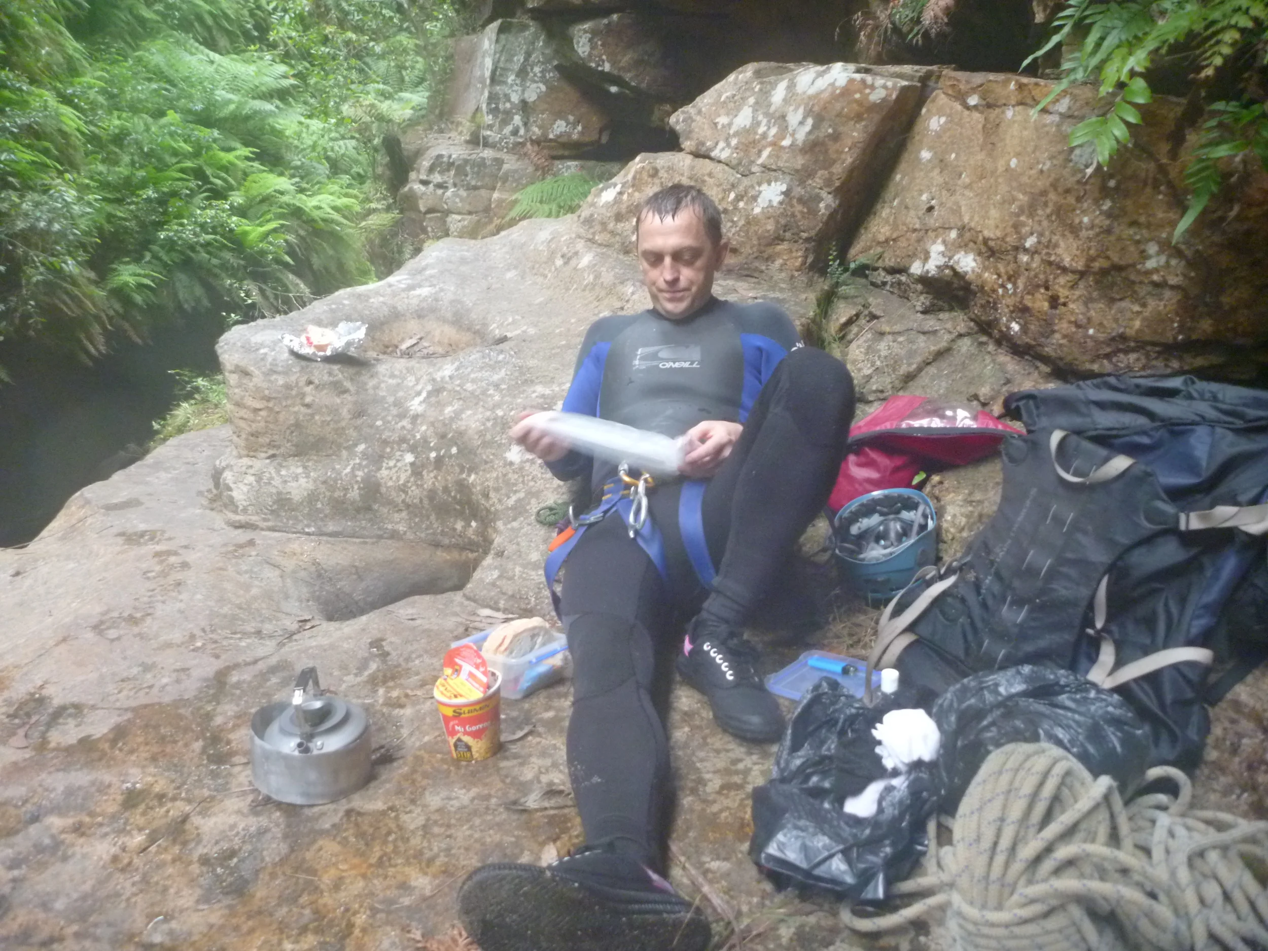  Vadim enjoying a break and a hot meal 