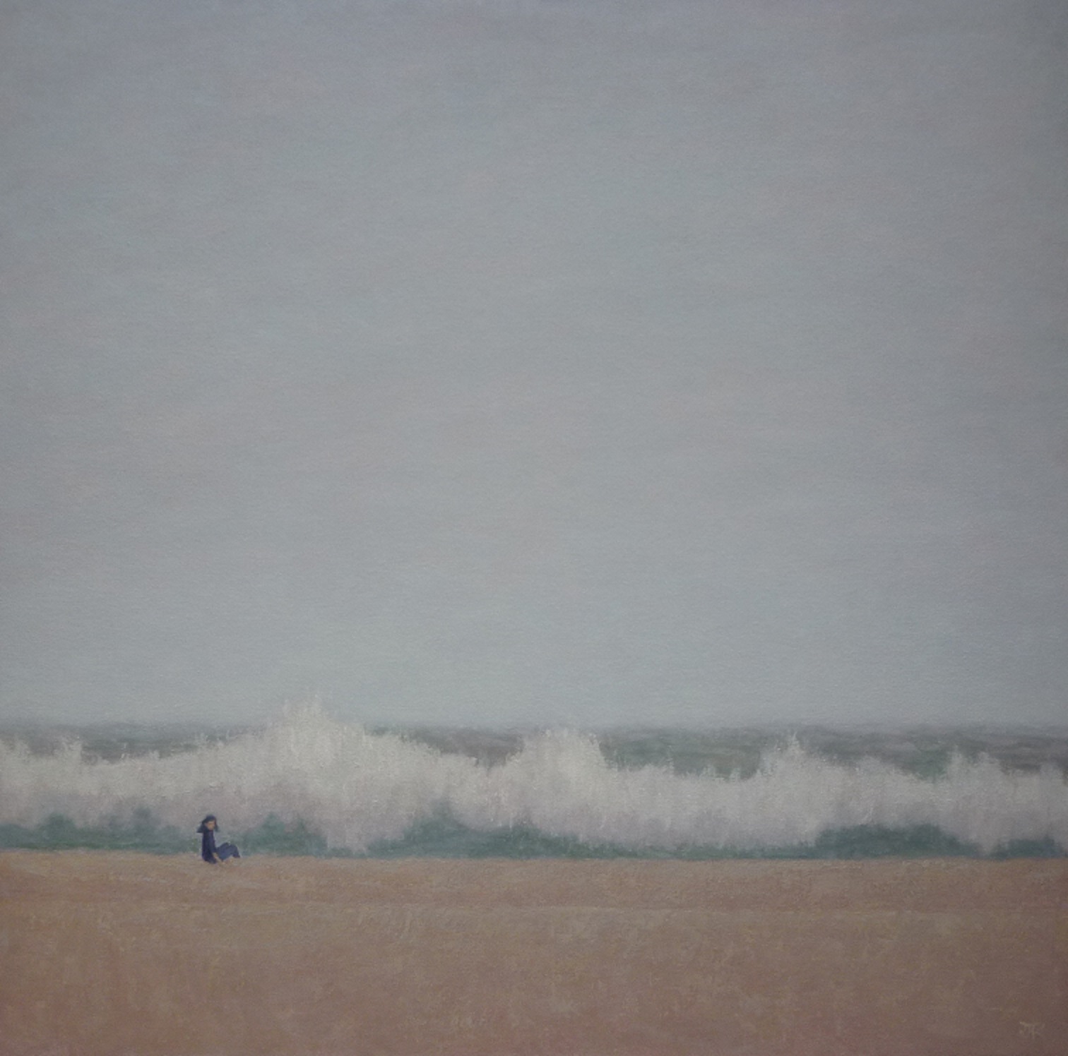 6 Sitting on the Shingle Bank Oil on canvas 70x70cms.jpg
